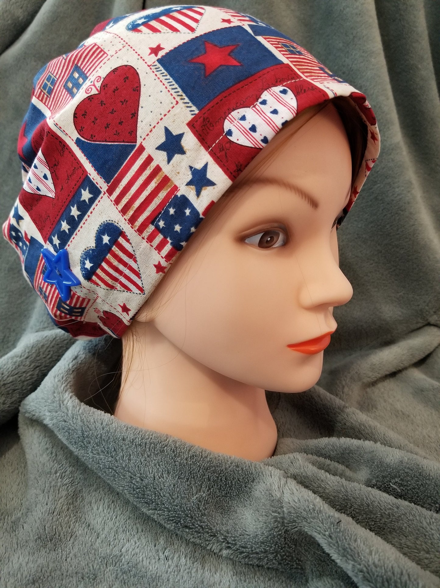 Pixie Style Scrub Cap Americana Scrub Cap, Euro Style Scrub Cap
