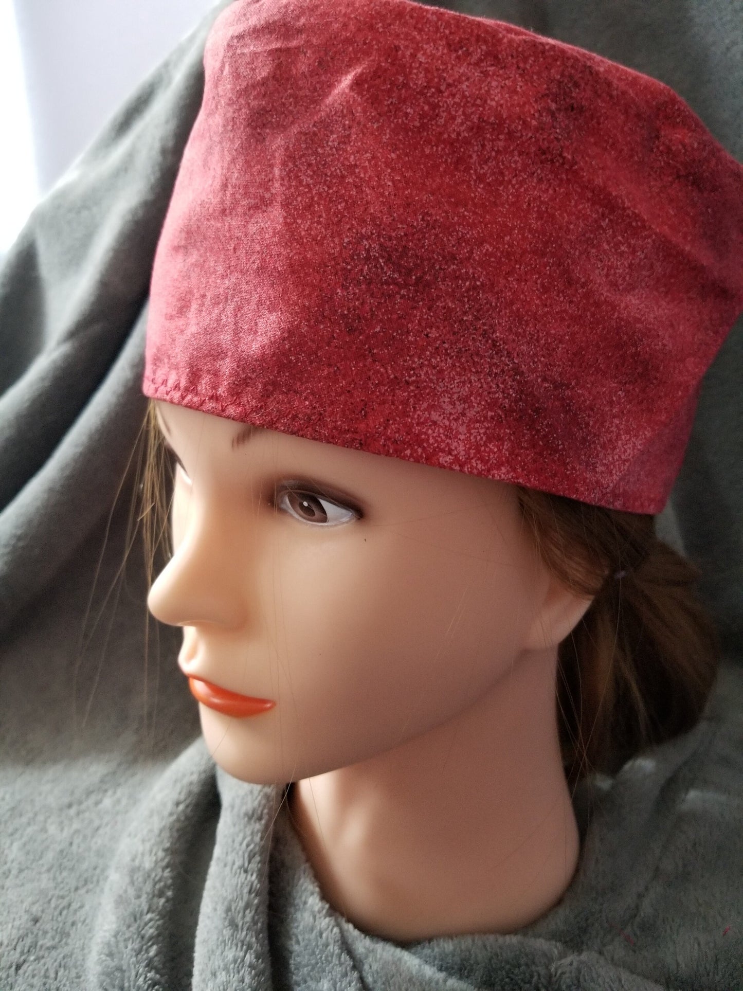 Red Painted Splatter Scrub Cap with hook and loop fasteners