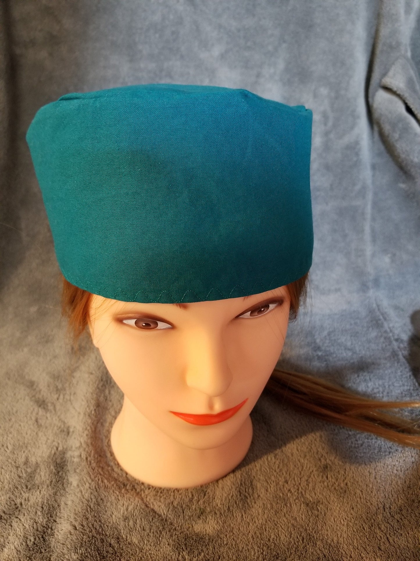 Teal (Blue-Green) Solid Scrub Cap with hook and loop fasteners