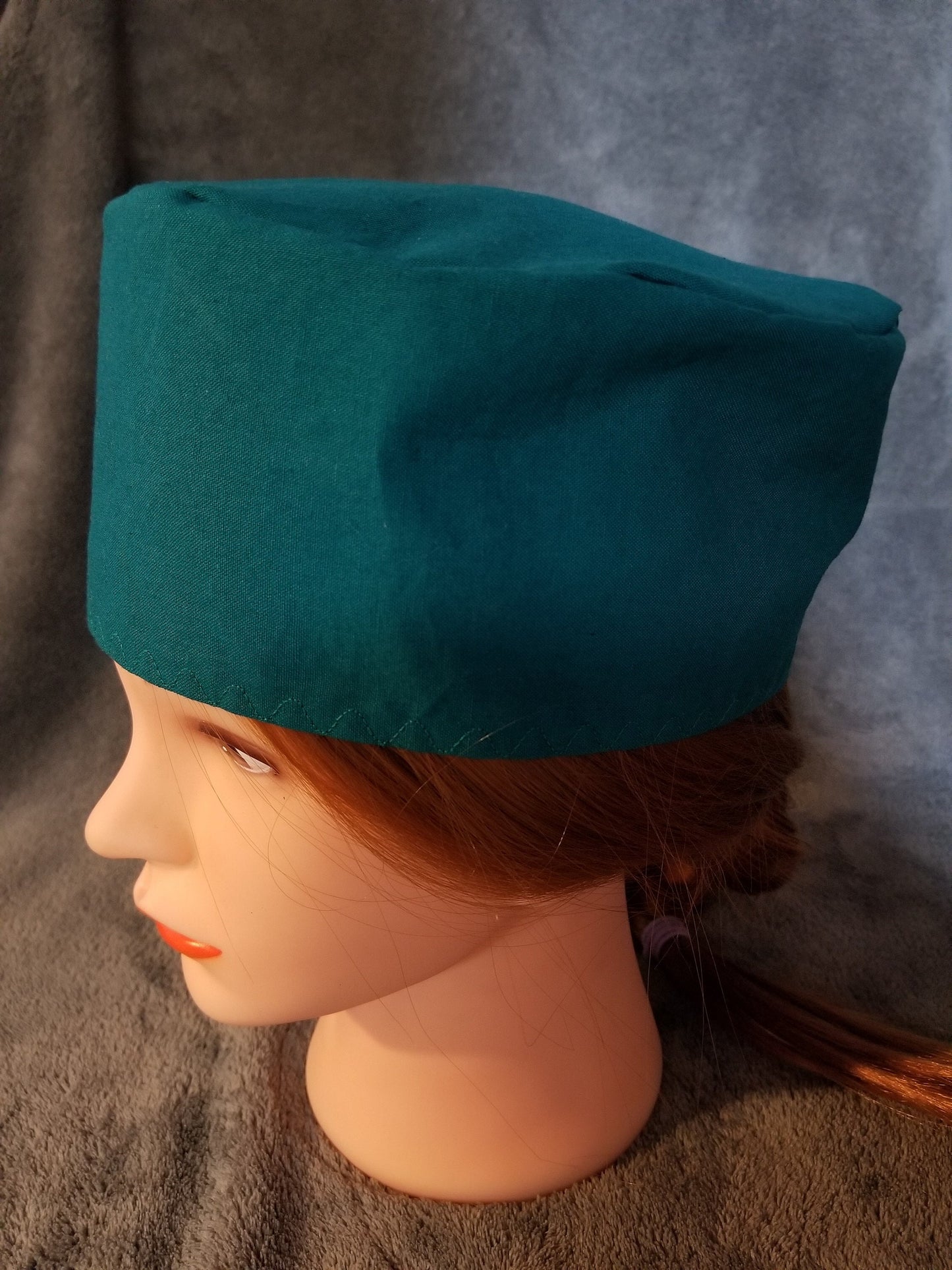 Teal (Blue-Green) Solid Scrub Cap with hook and loop fasteners