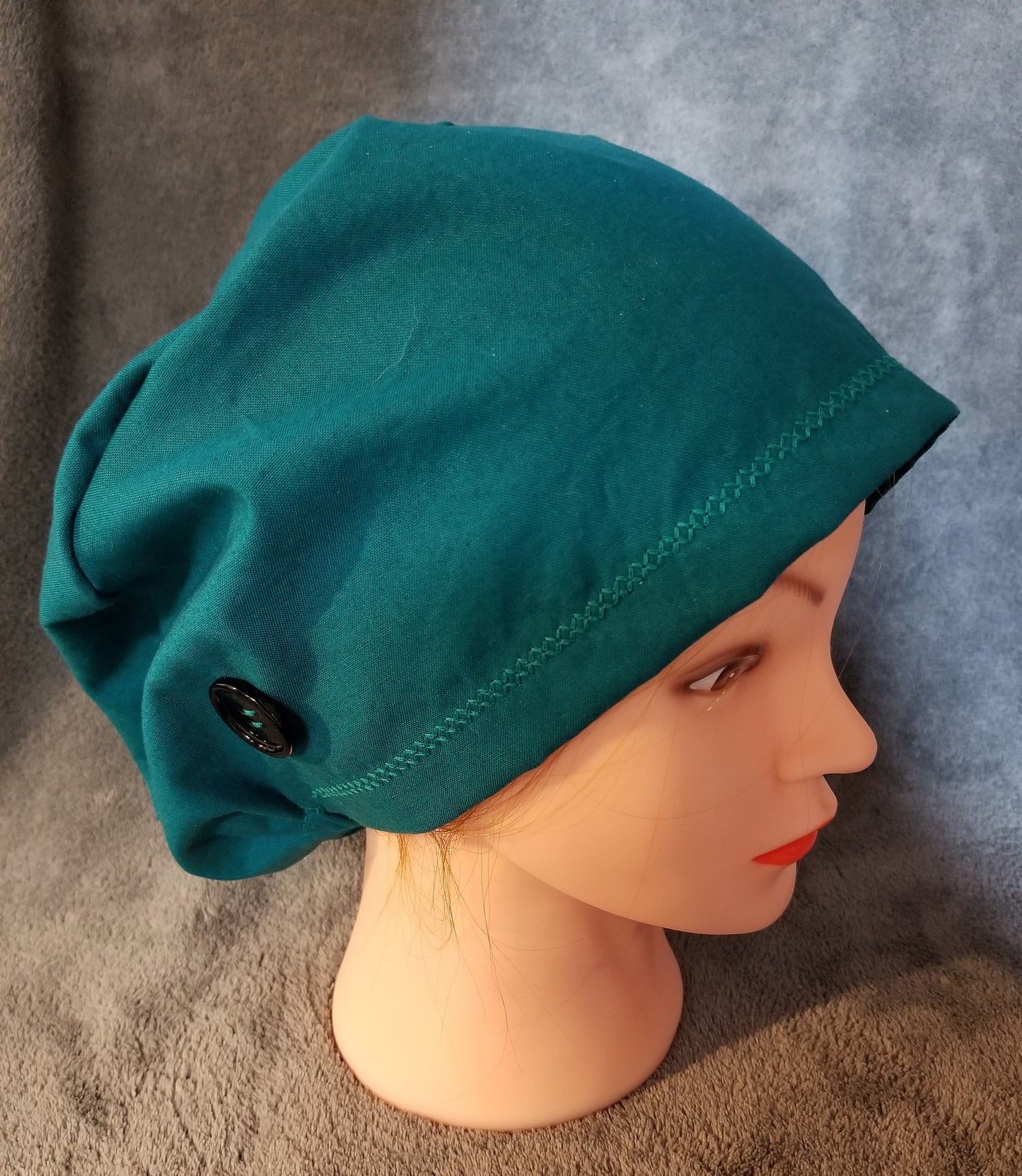 Pixie Style Scrub Cap Teal (Blue Green) Solid Color, Euro style scrub cap