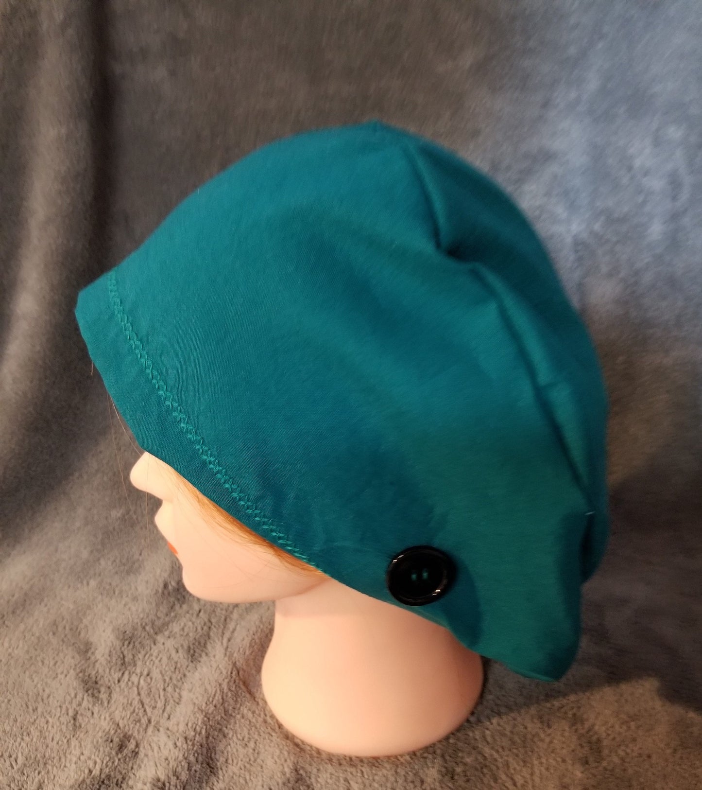 Pixie Style Scrub Cap Teal (Blue Green) Solid Color, Euro style scrub cap