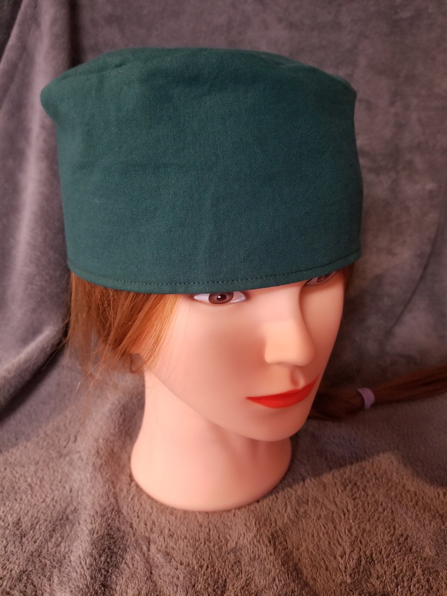 Green Solid Scrub Cap with hook and loop fasteners