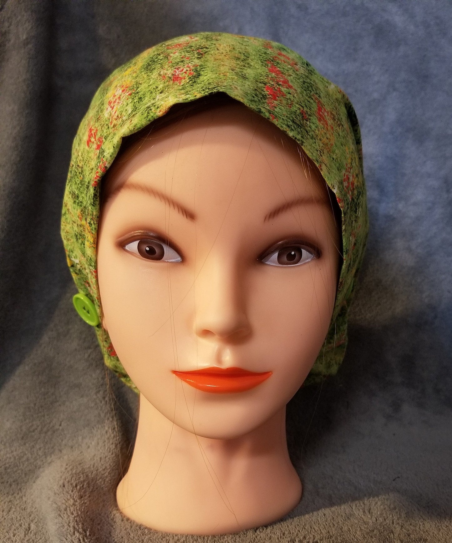 Pixie Style Scrub Cap Green Grass with Colored Dot s,Euro Style Scrub Cap