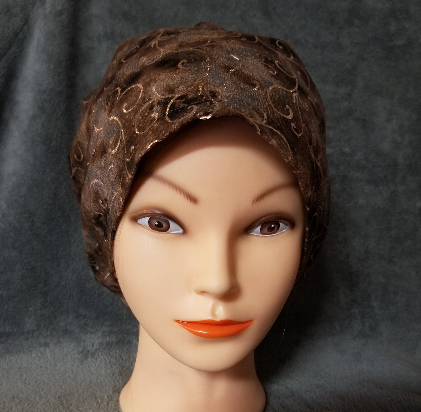 Brown Background with Copper Swirls Pixie Style Scrub Cap, Euro style scrub cap