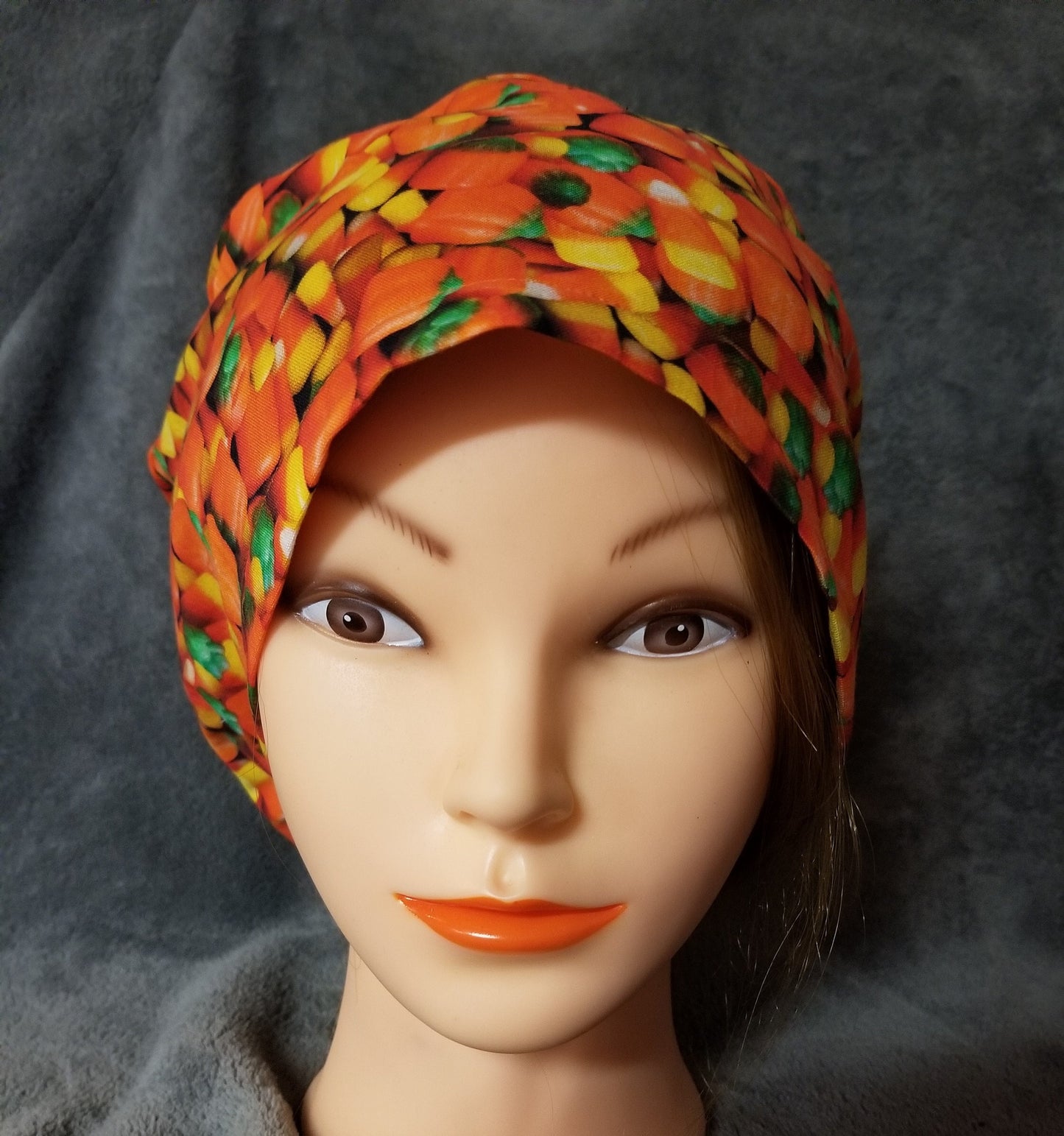Halloween Candy Corn Pixie Style Scrub Cap, Euro style scrub cap