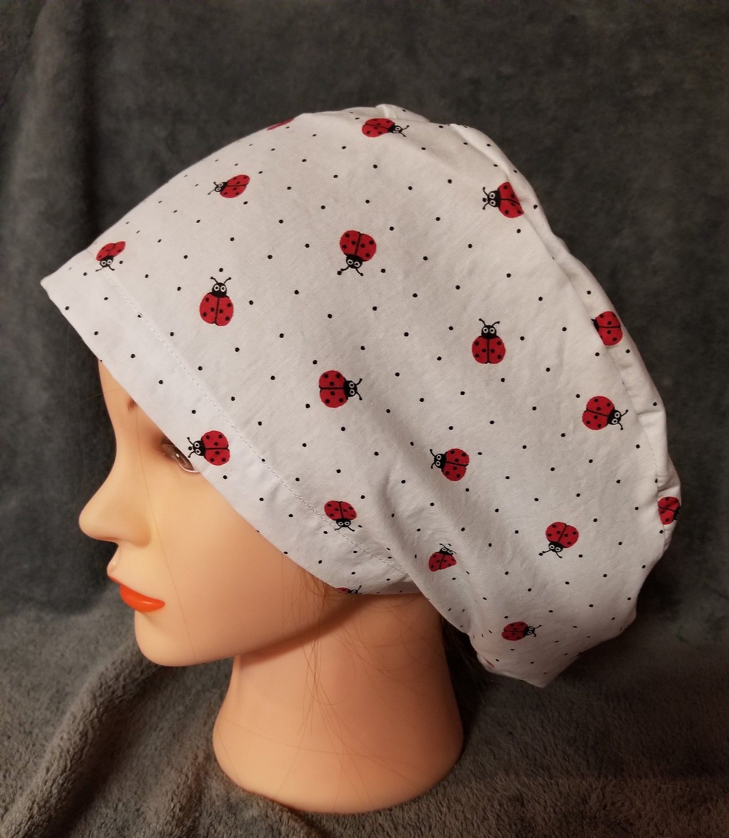 Ladybug Scrub Cap, Euro Style Scrub Cap