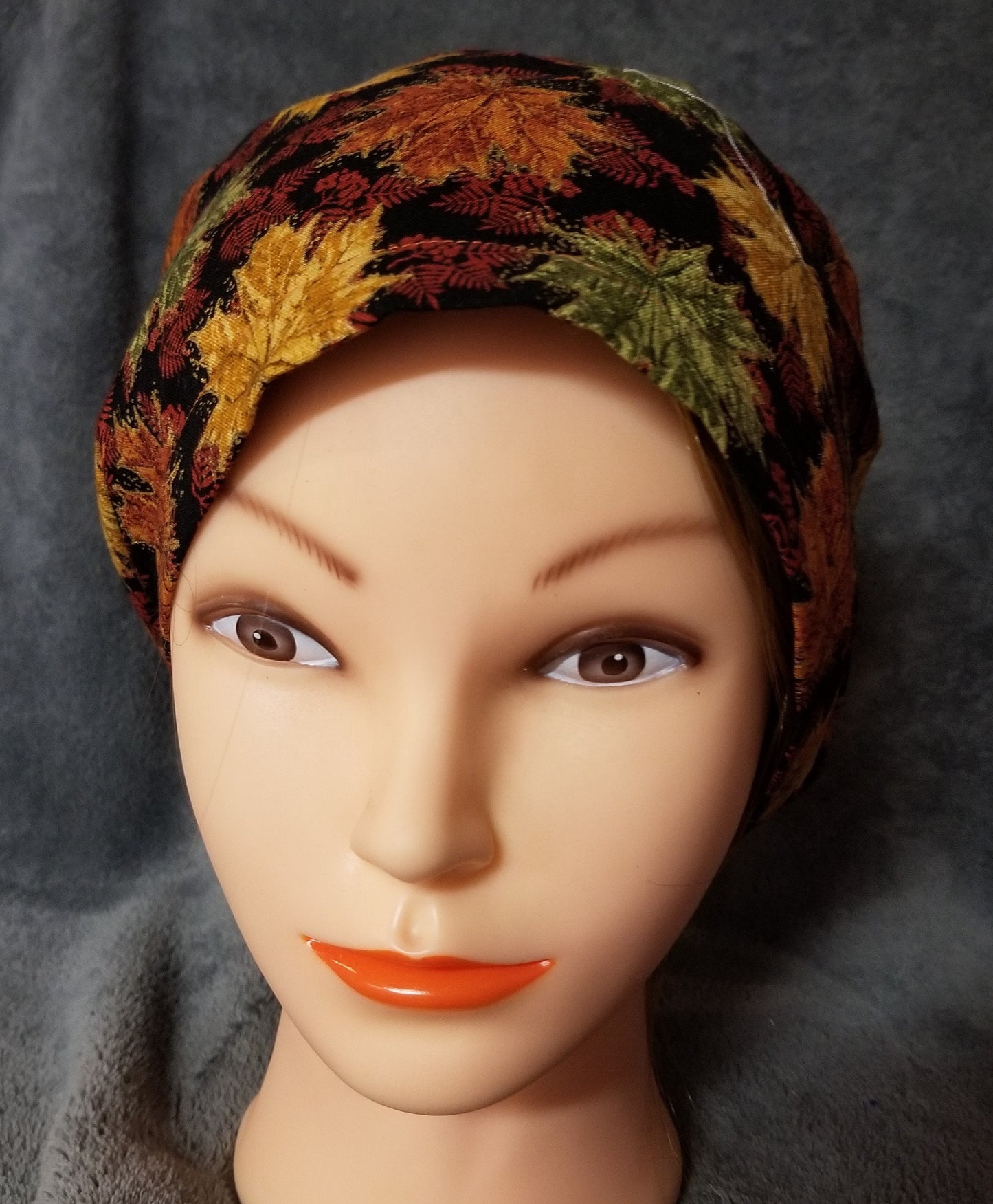 Fall Leaves Print Pixie Style Scrub Cap, Euro style scrub cap