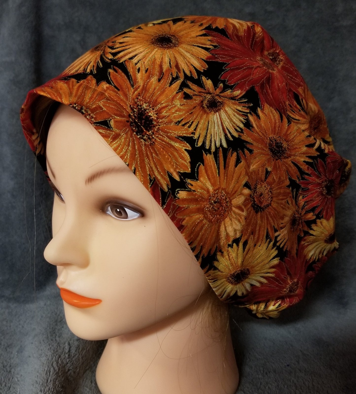 Fall Blooms Fall Flowers Pixie Style Scrub Cap, Euro style scrub cap