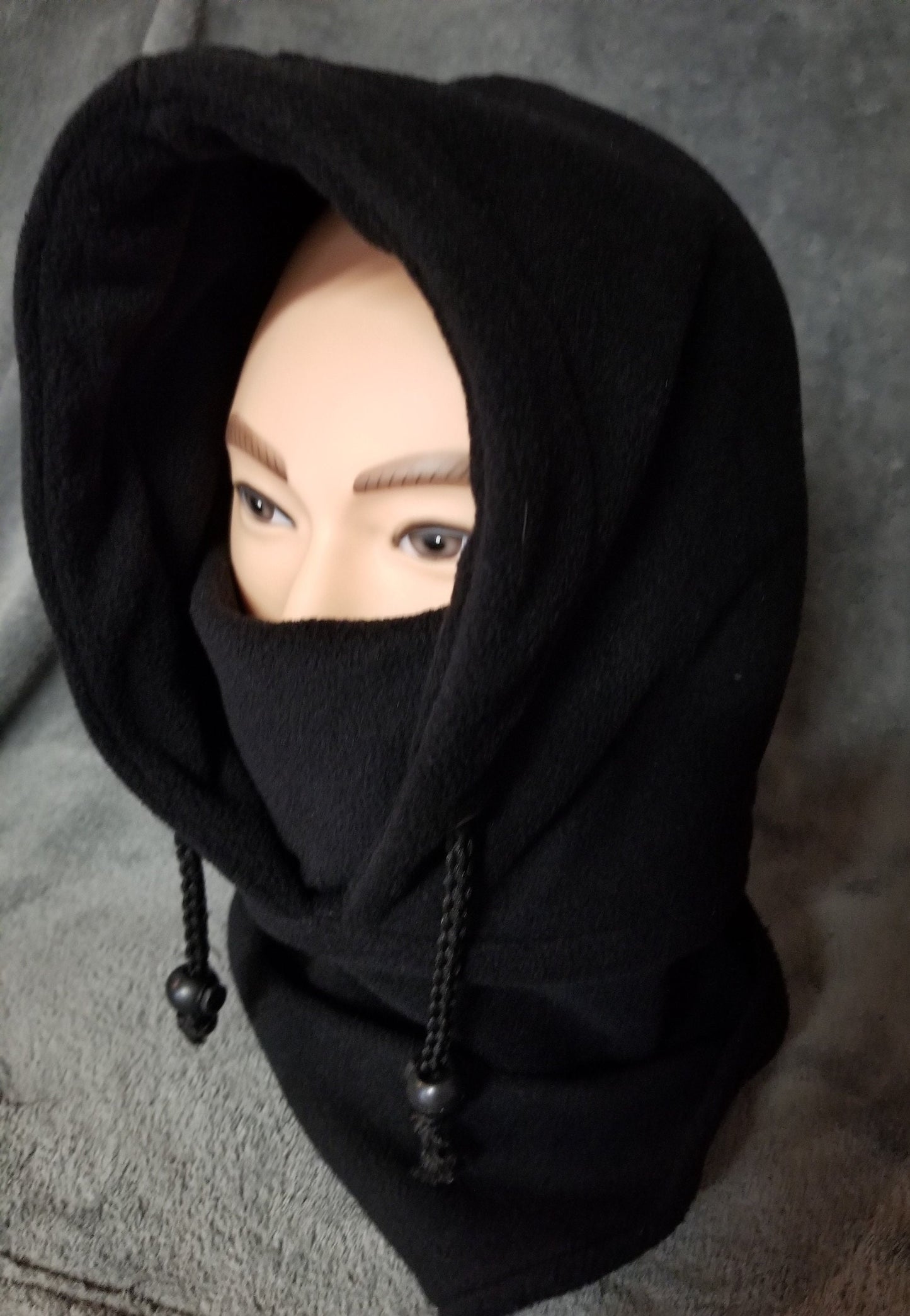 Black Anti Pill Fleece Large Ski Helmet Cover