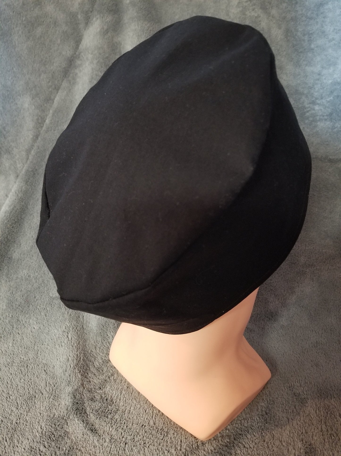 Black LARGE Scrub Cap same top with hook and loop fasteners ready to ship.