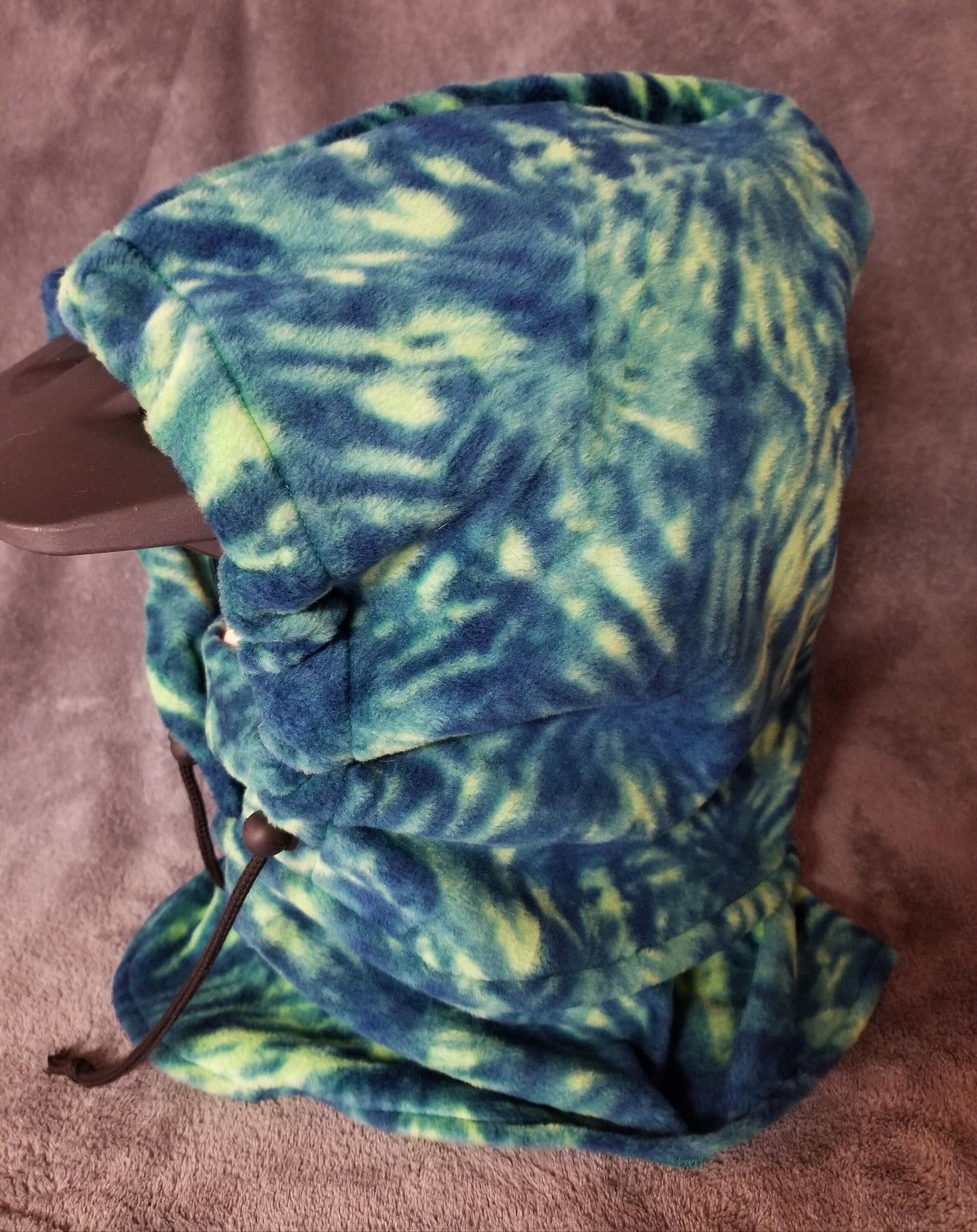 Teal Tie Dye Print Anti Pill Fleece Large Ski Helmet Cover