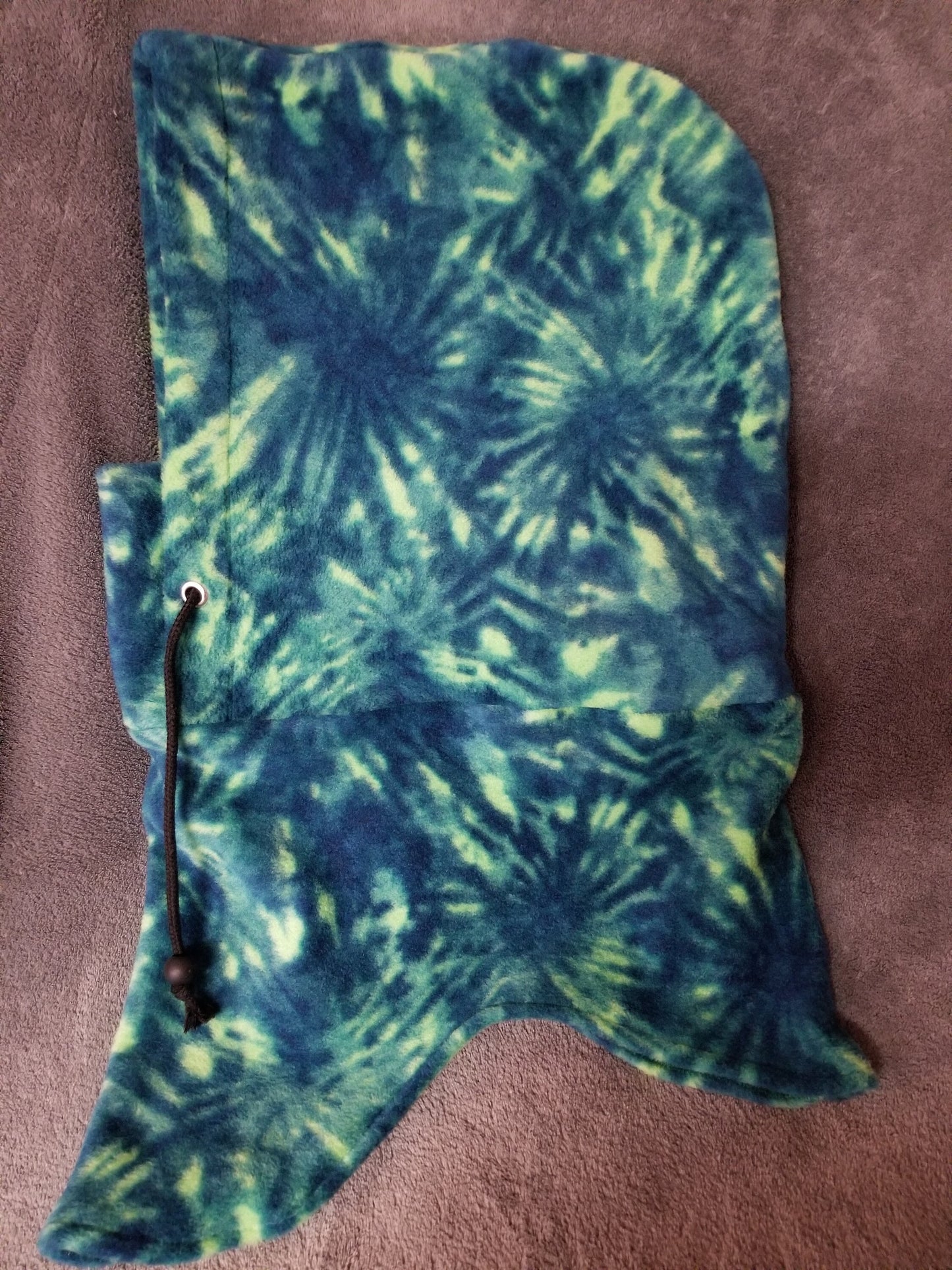 Teal Tie Dye Print Anti Pill Fleece Large Ski Helmet Cover
