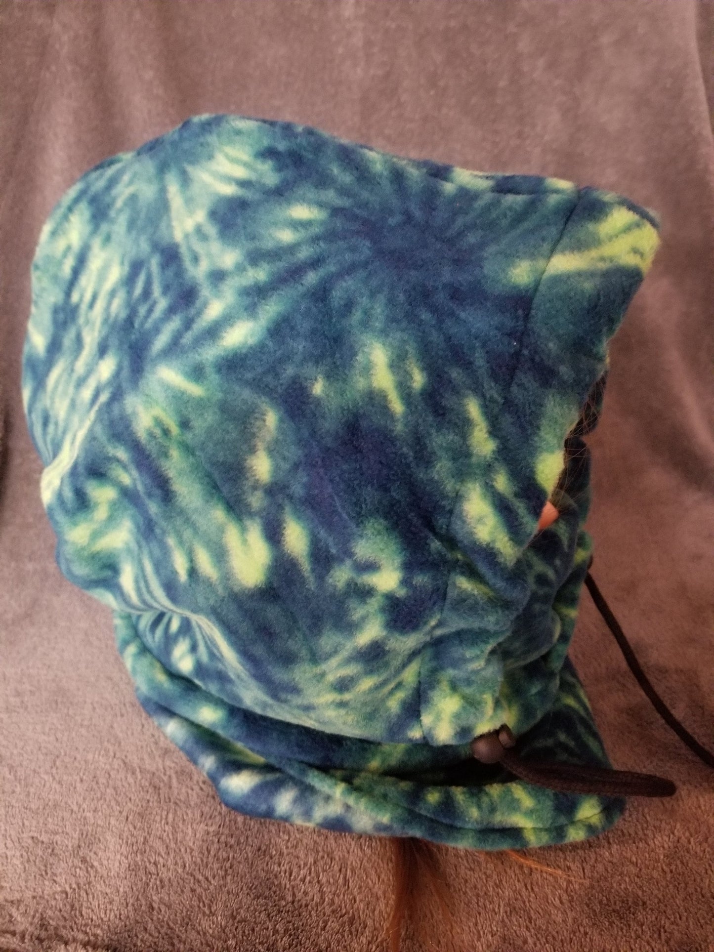 Teal Tie Dye Print Anti Pill Fleece Large Ski Helmet Cover