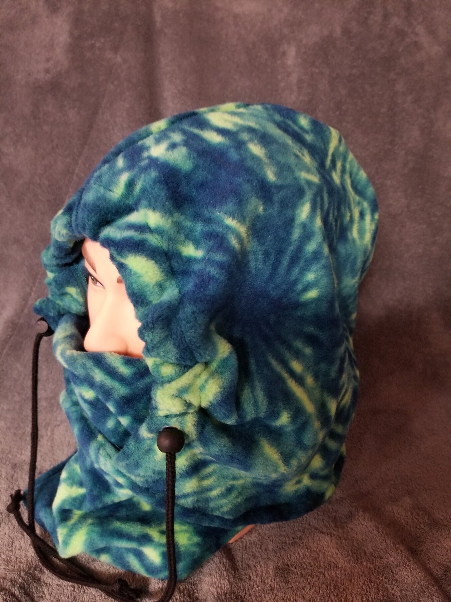 Teal Tie Dye Print Anti Pill Fleece Large Ski Helmet Cover