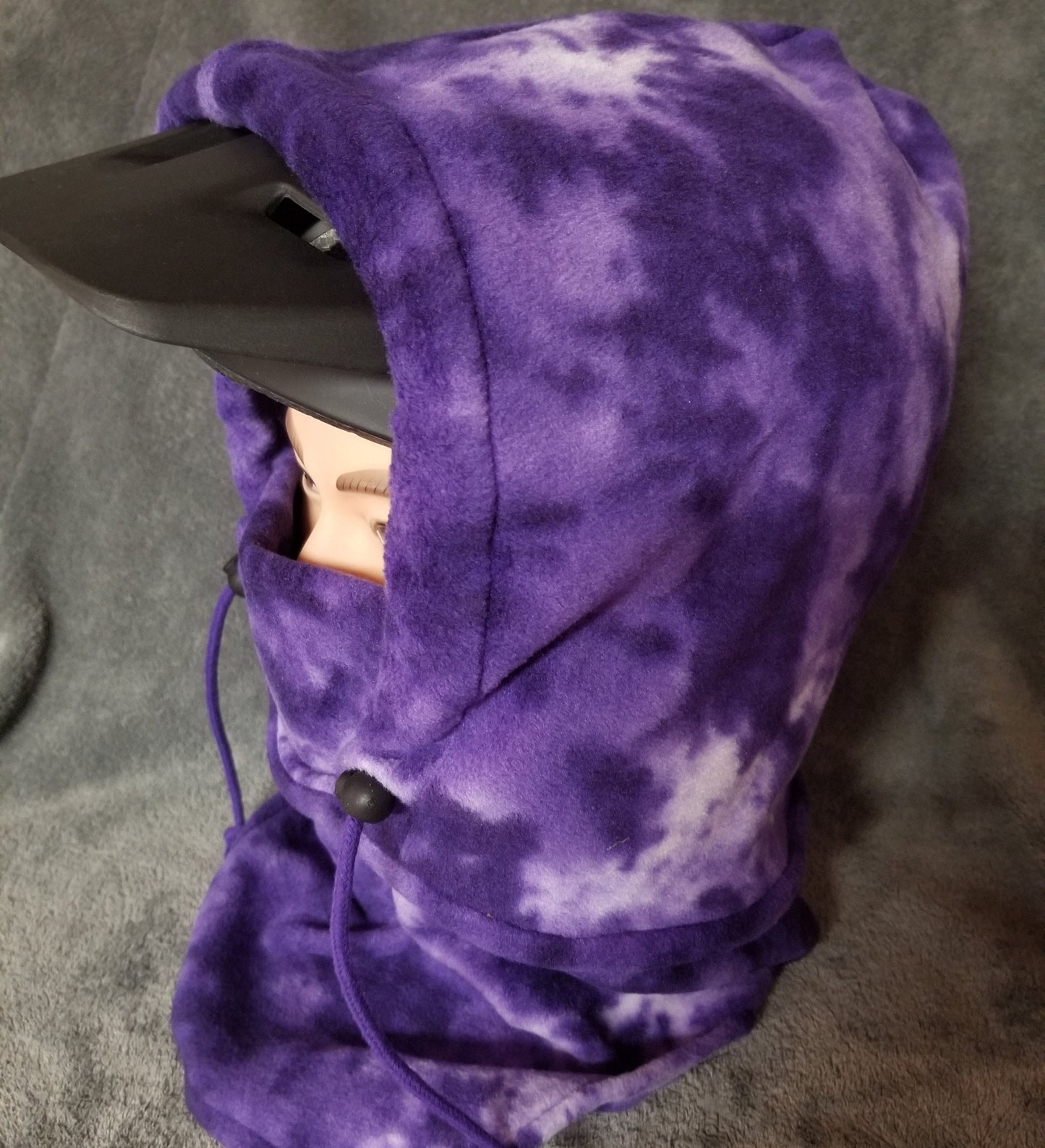 Purple and White Marble Print Anti Pill Fleece Large Ski Helmet Cover