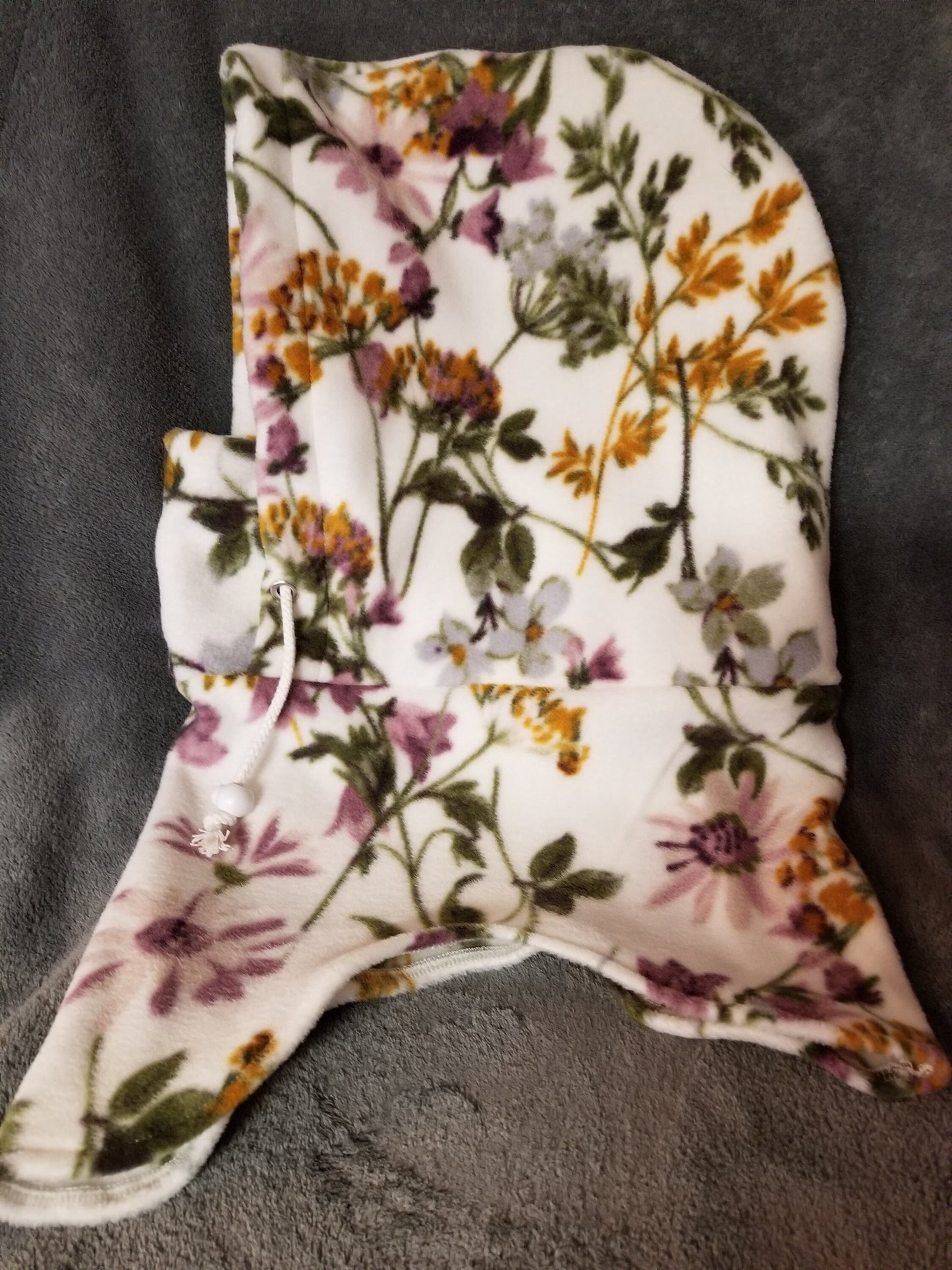 Purple Botanical Field Flowers Print Anti Pill Fleece Large Ski Helmet Cover