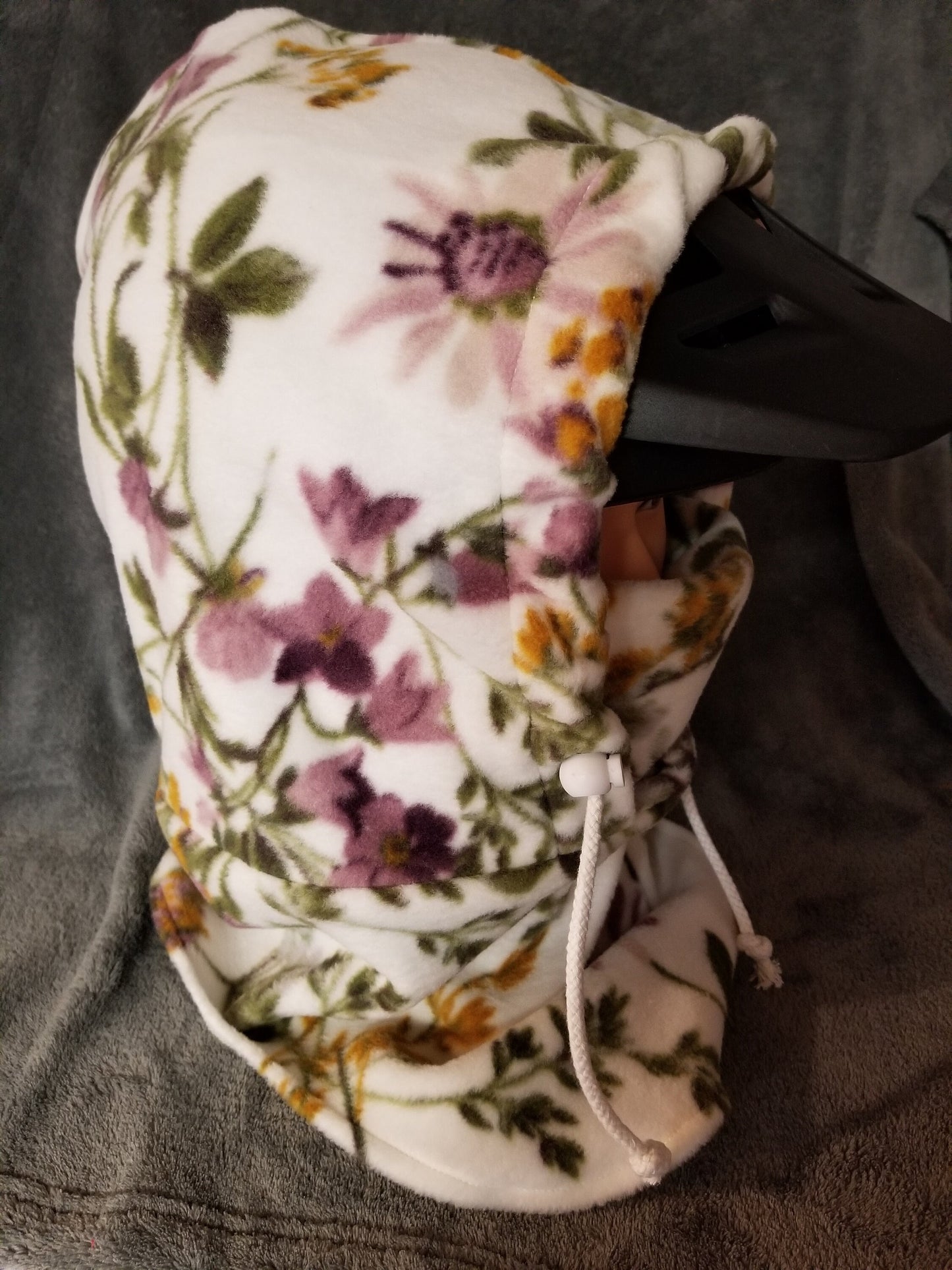 Purple Botanical Field Flowers Print Anti Pill Fleece Large Ski Helmet Cover
