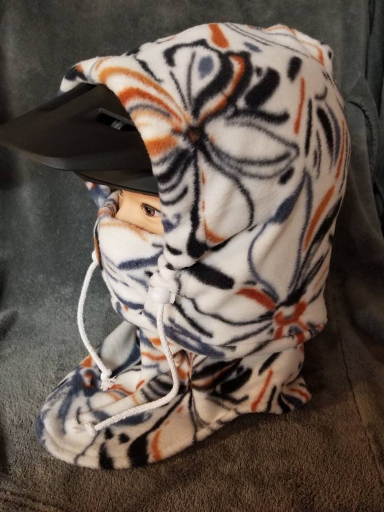 Floral Sketch Print Anti Pill Fleece Large Ski Helmet Cover