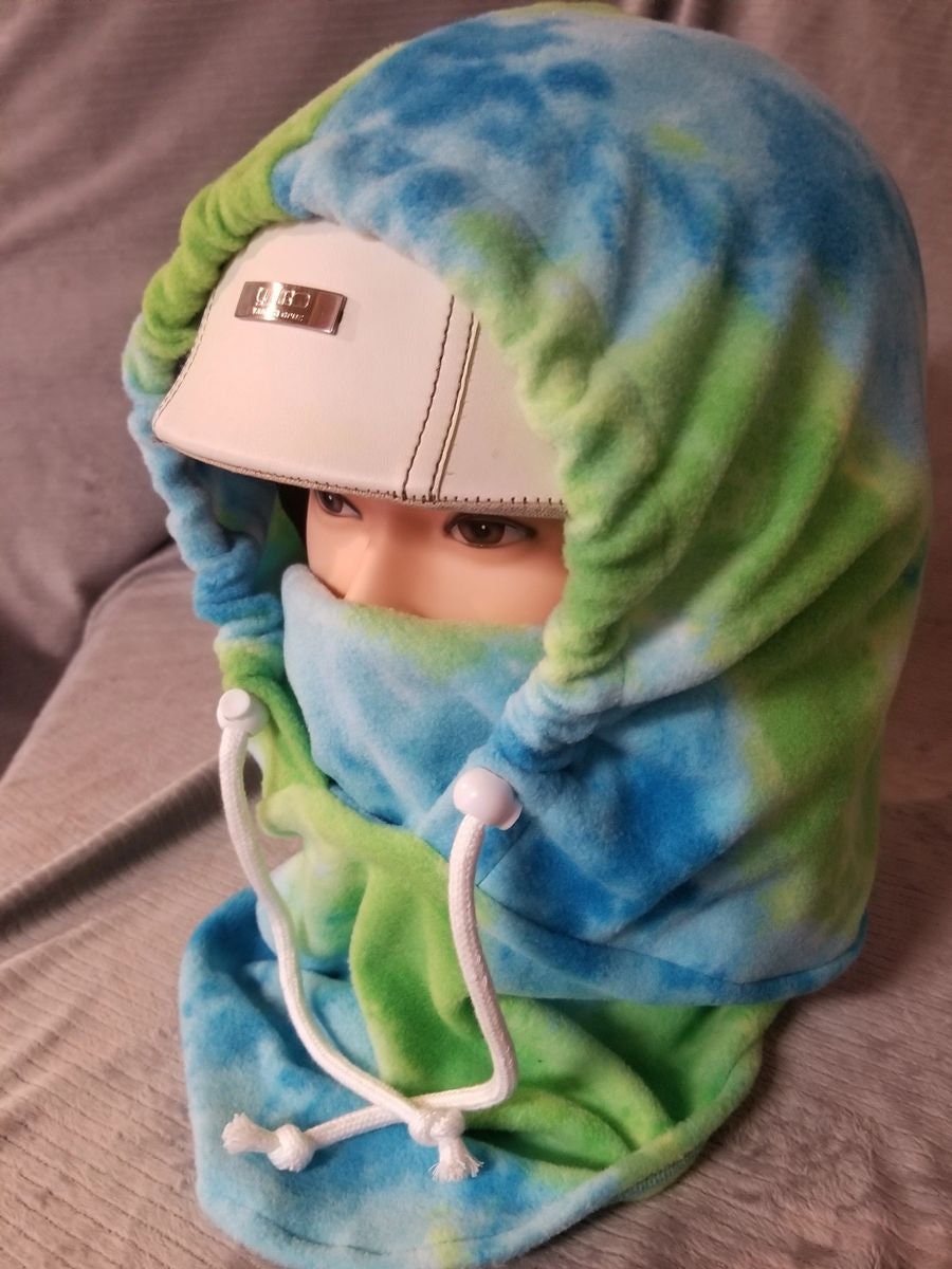 Blue Green Tie Dye Anti Pill Fleece Extra Large Ski Helmet Cover