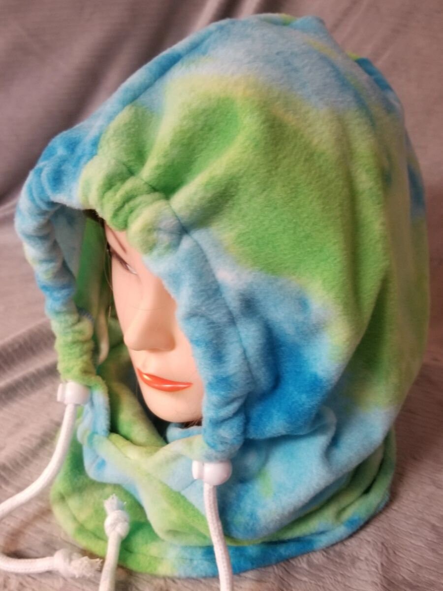 Blue Green Tie Dye Anti Pill Fleece Ski Helmet Cover