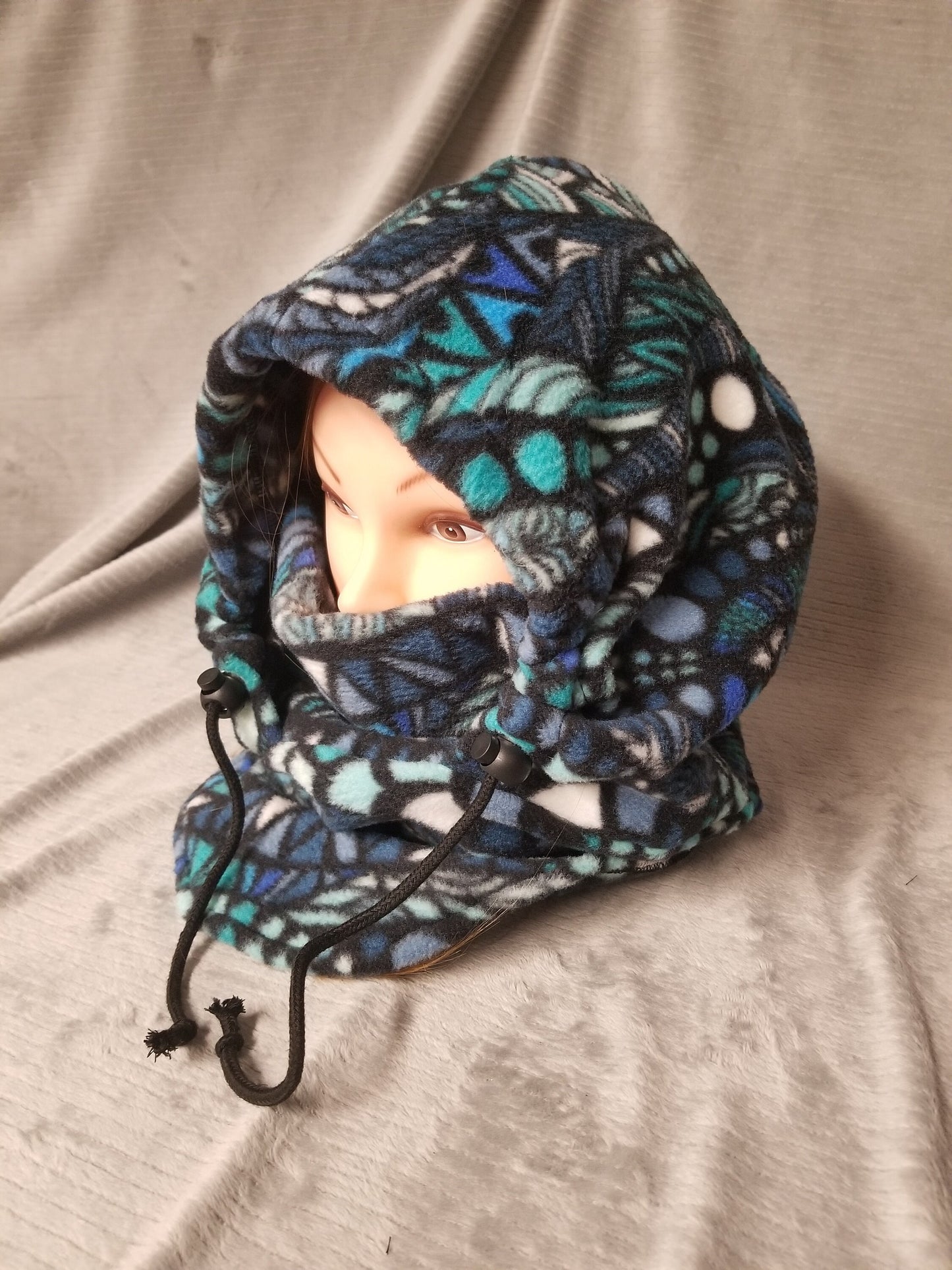 Zentangle Blues Print Anti Pill Fleece Large Ski Helmet Cover
