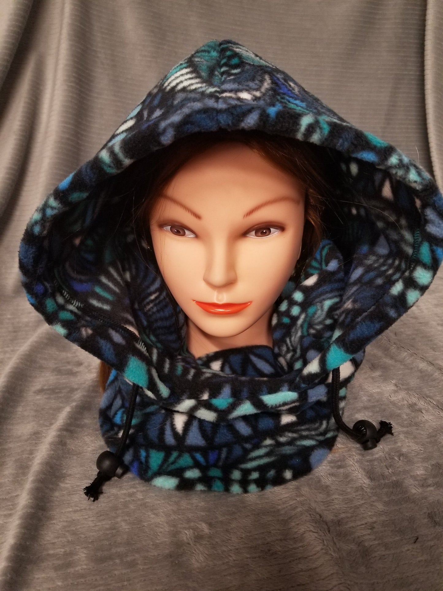 Zentangle Blues Print Anti Pill Fleece Large Ski Helmet Cover