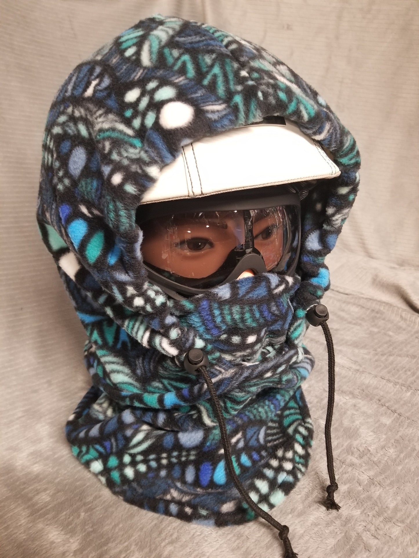 Zentangle Blues Print Anti Pill Fleece Extra Large Ski Helmet Cover