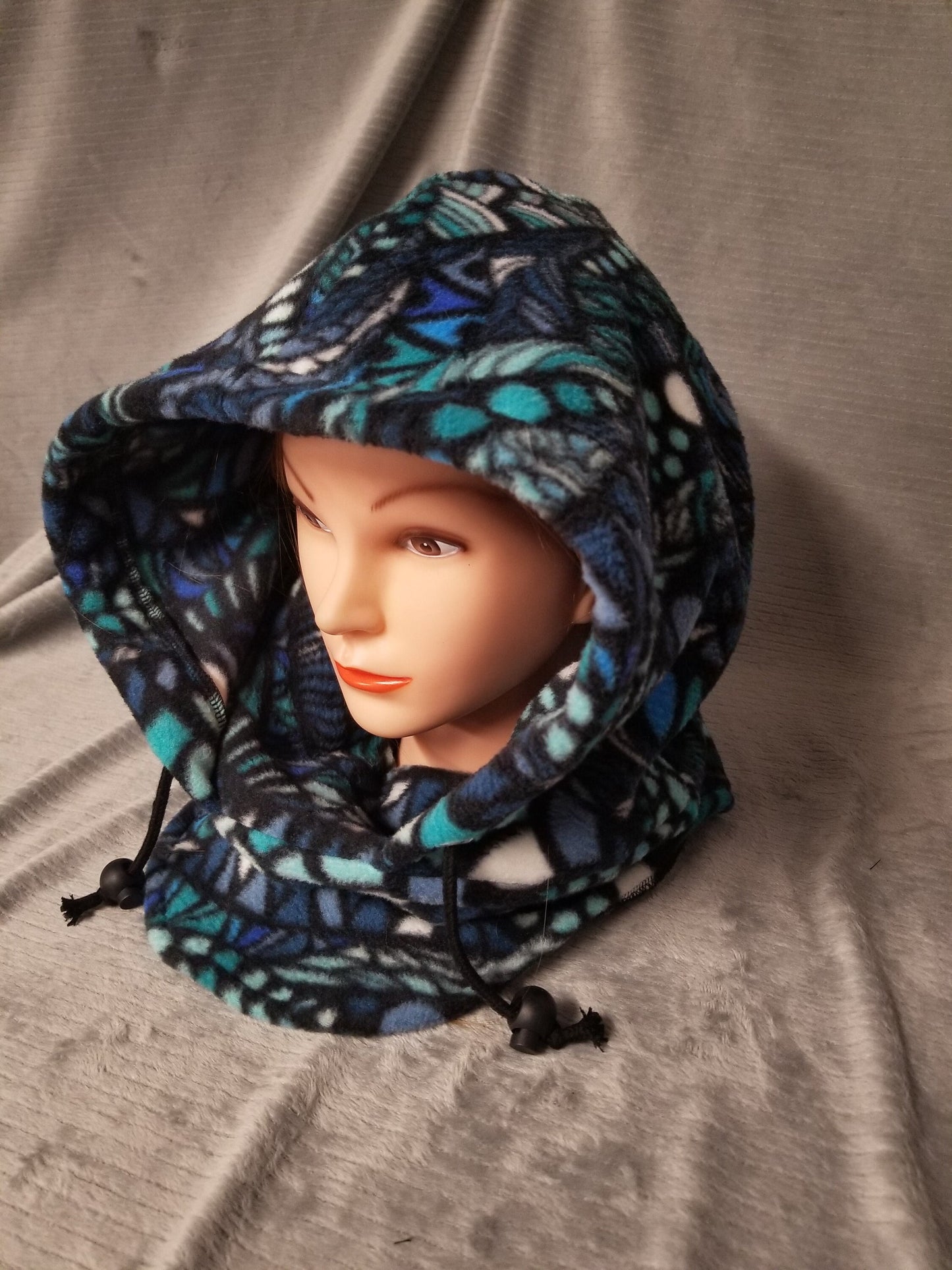 Zentangle Blues Print Anti Pill Fleece Large Ski Helmet Cover