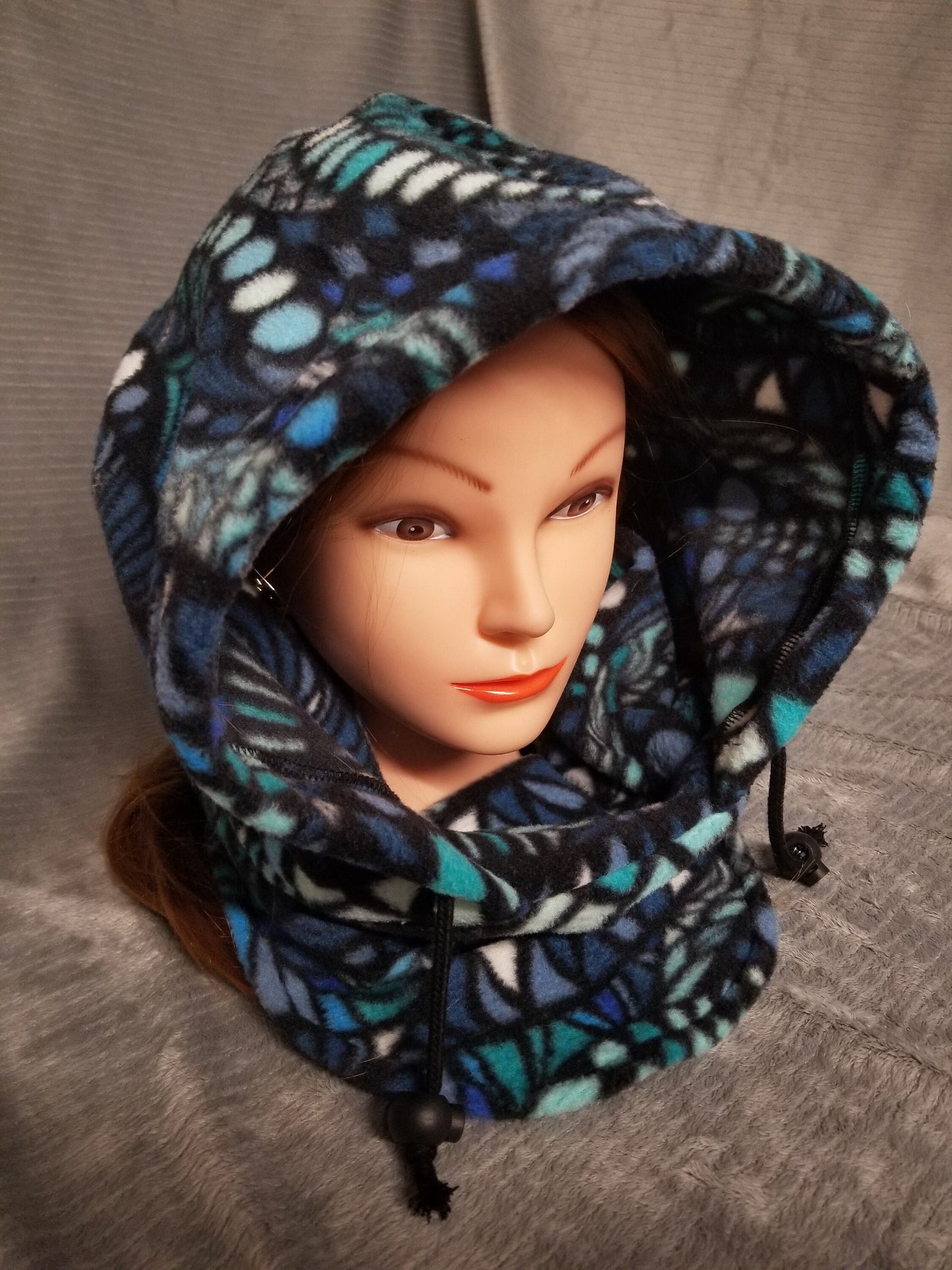 Zentangle Blues Print Anti Pill Fleece Large Ski Helmet Cover