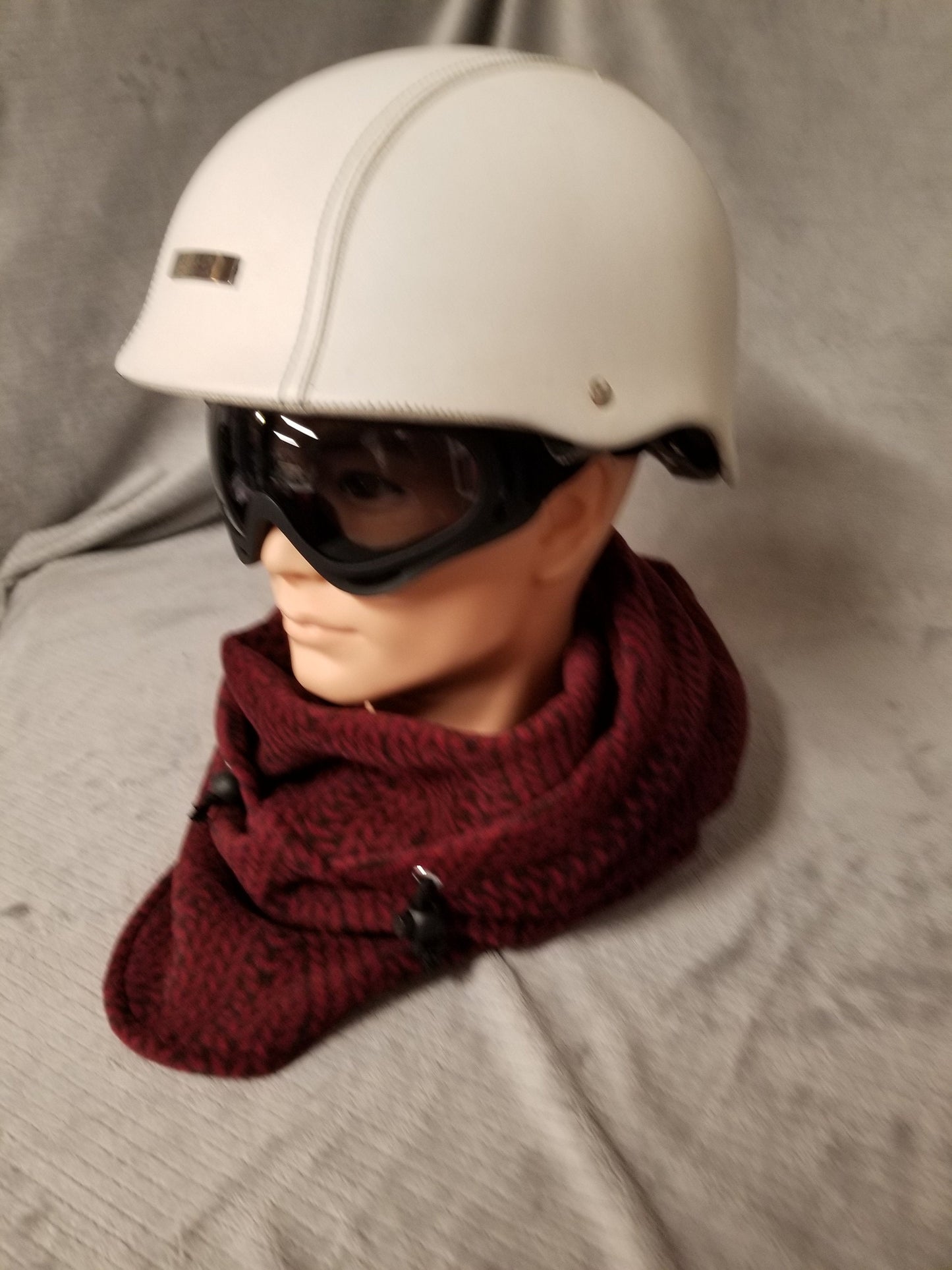 Cable Knit Red/Black Print Anti Pill Extra Large Fleece Ski Helmet Cover