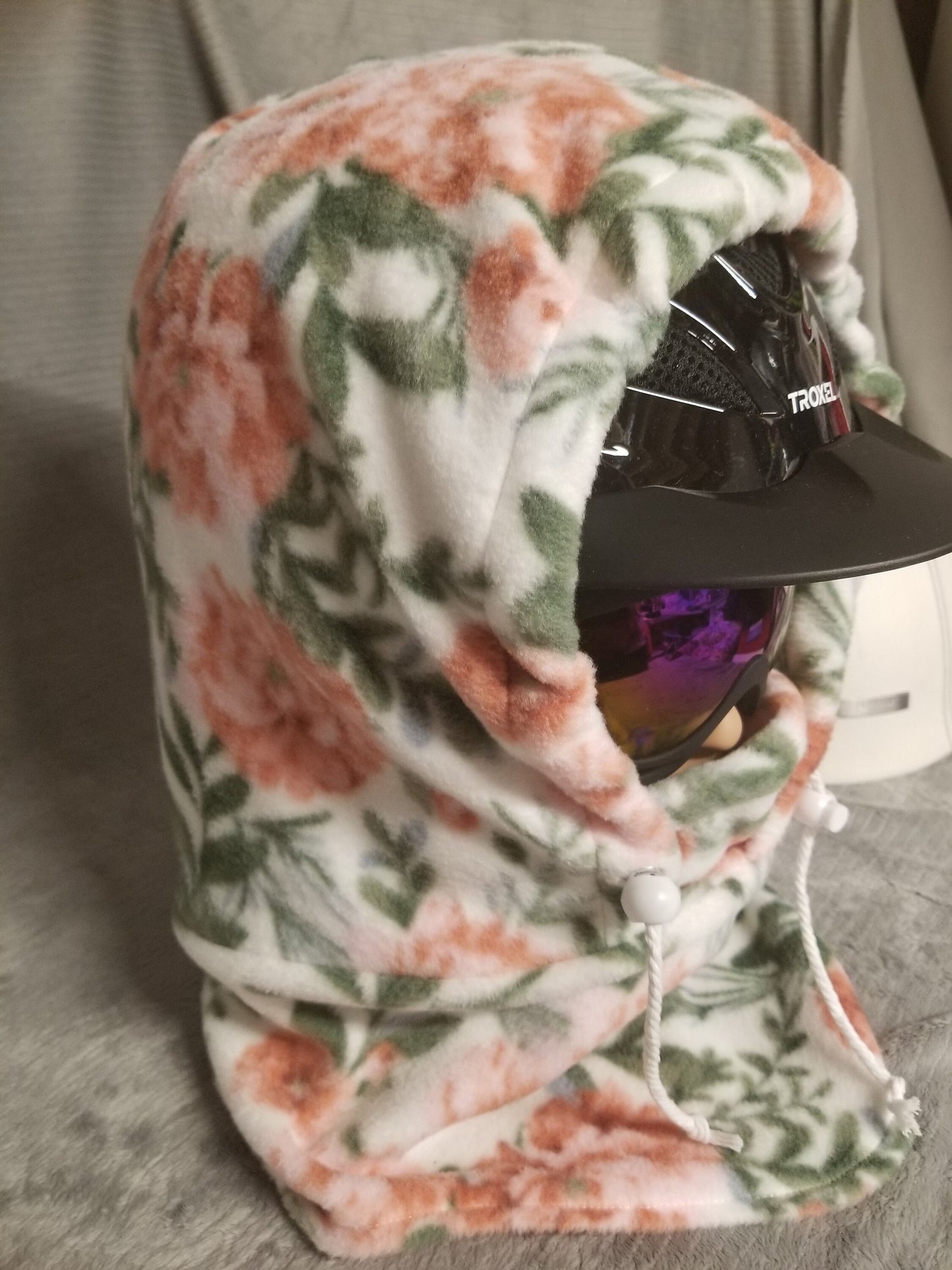 Coral Floral Anti Pill Fleece Ski Helmet Cover
