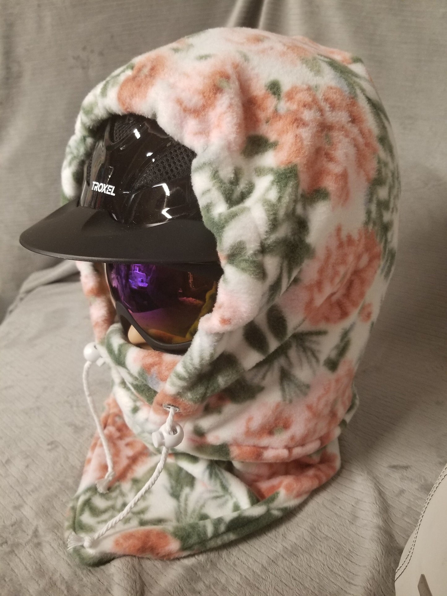 Coral Floral Anti Pill Fleece Ski Helmet Cover