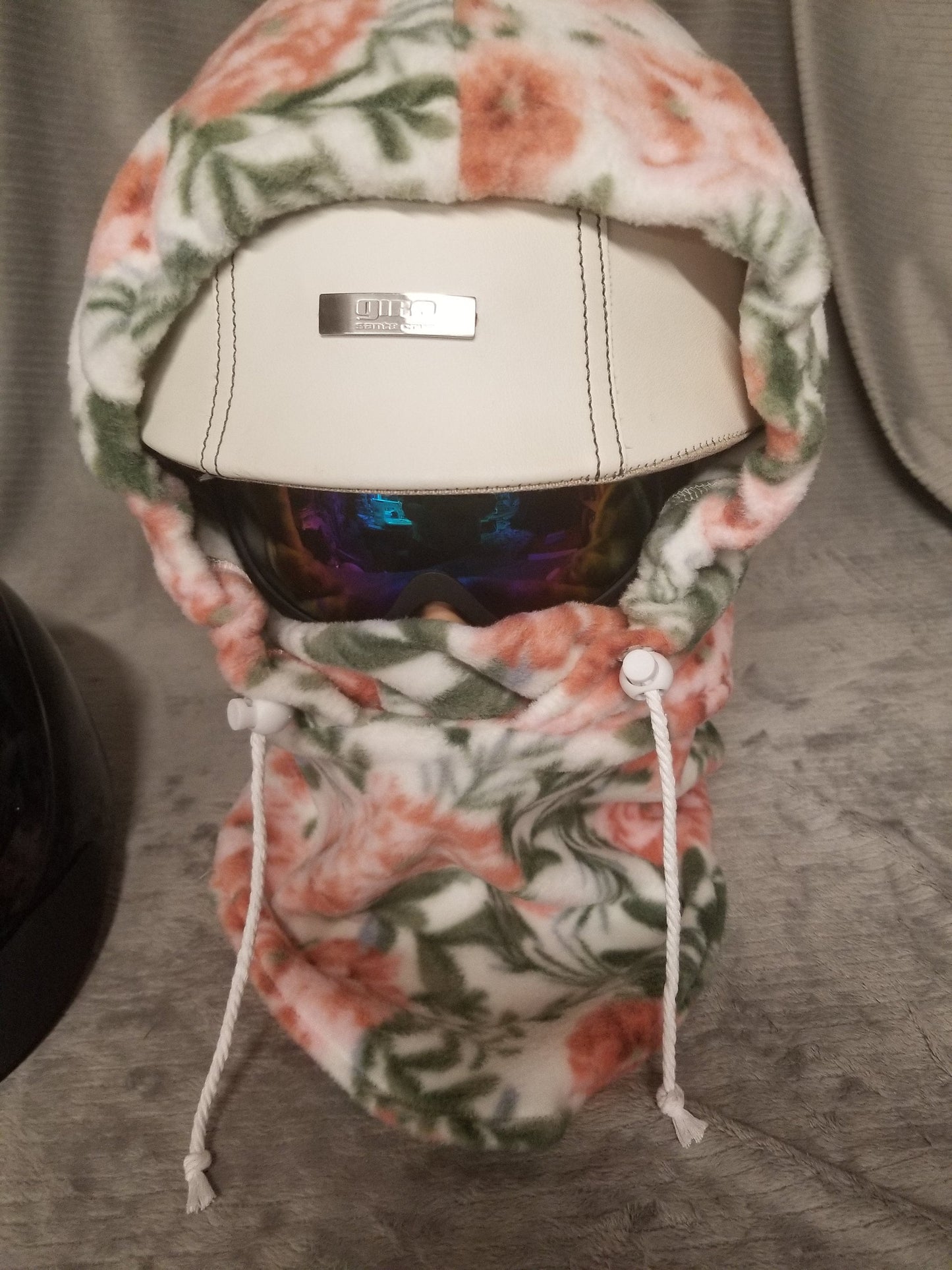 Coral Floral Anti Pill Fleece Ski Helmet Cover