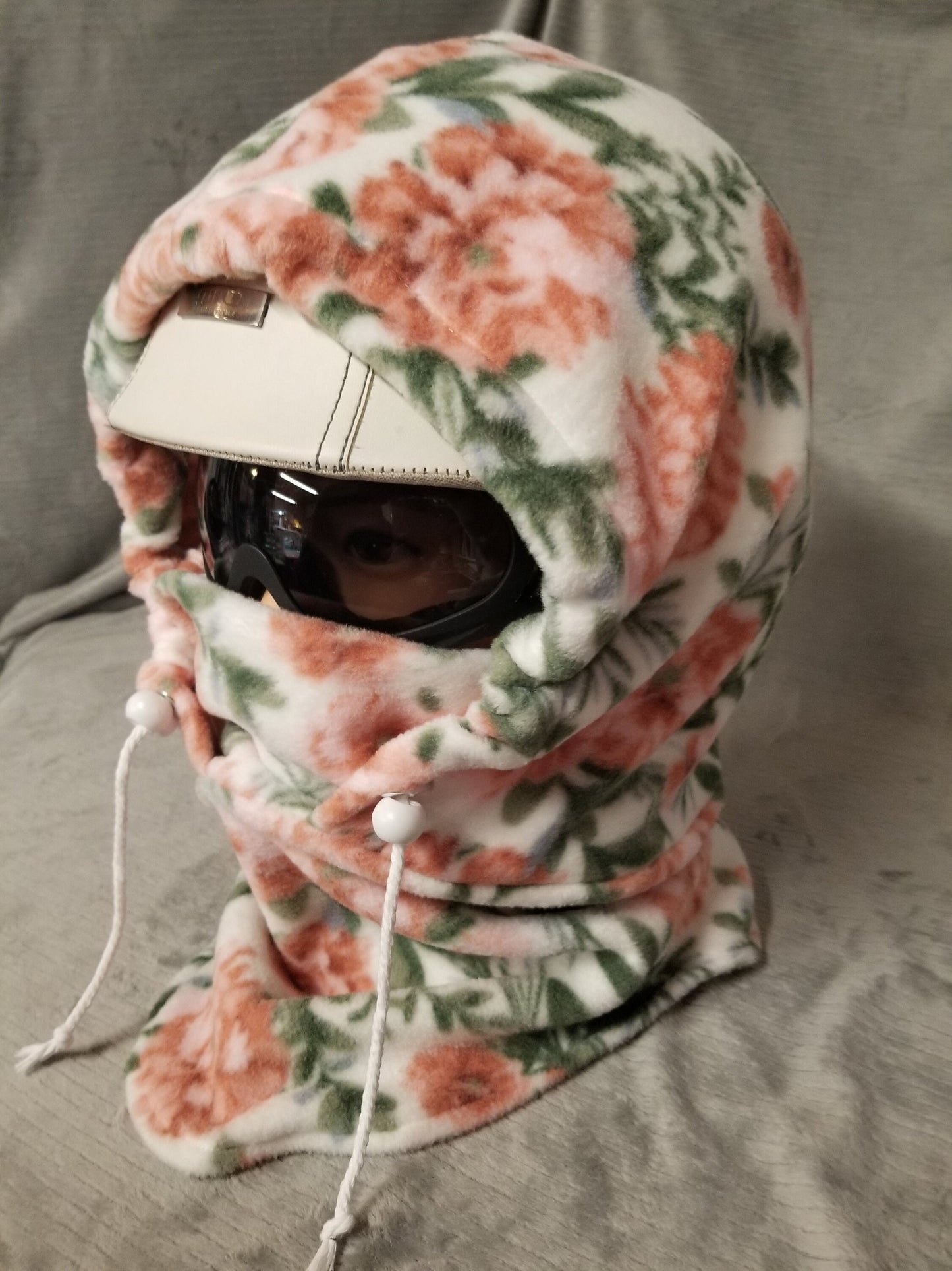 Coral Floral Anti Pill Fleece Ski Helmet Cover