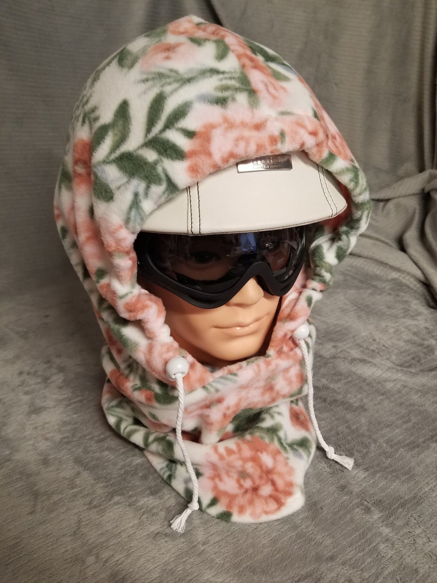 Coral Floral Anti Pill Fleece Ski Helmet Cover