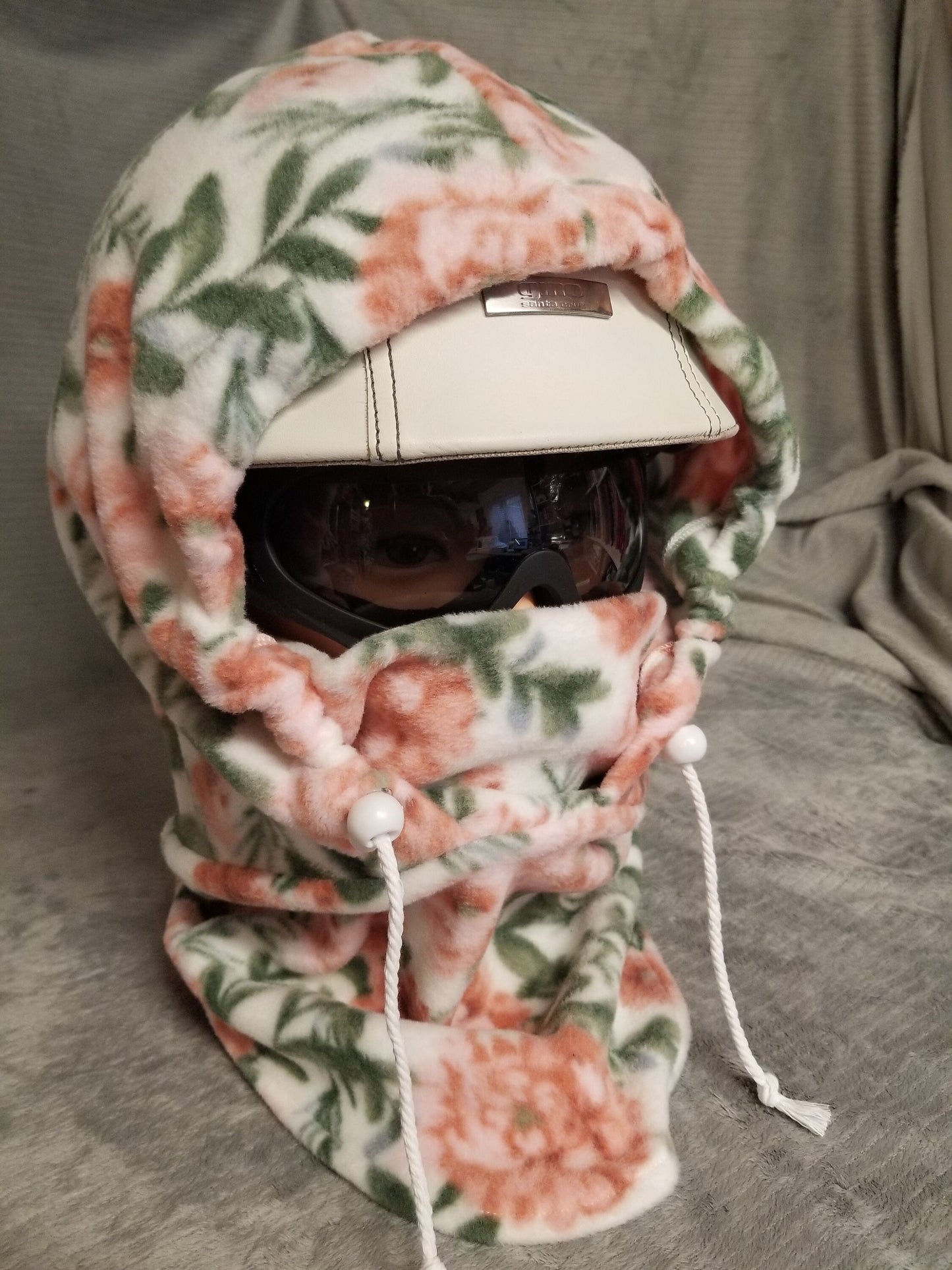 Coral Floral Anti Pill Fleece Ski Helmet Cover