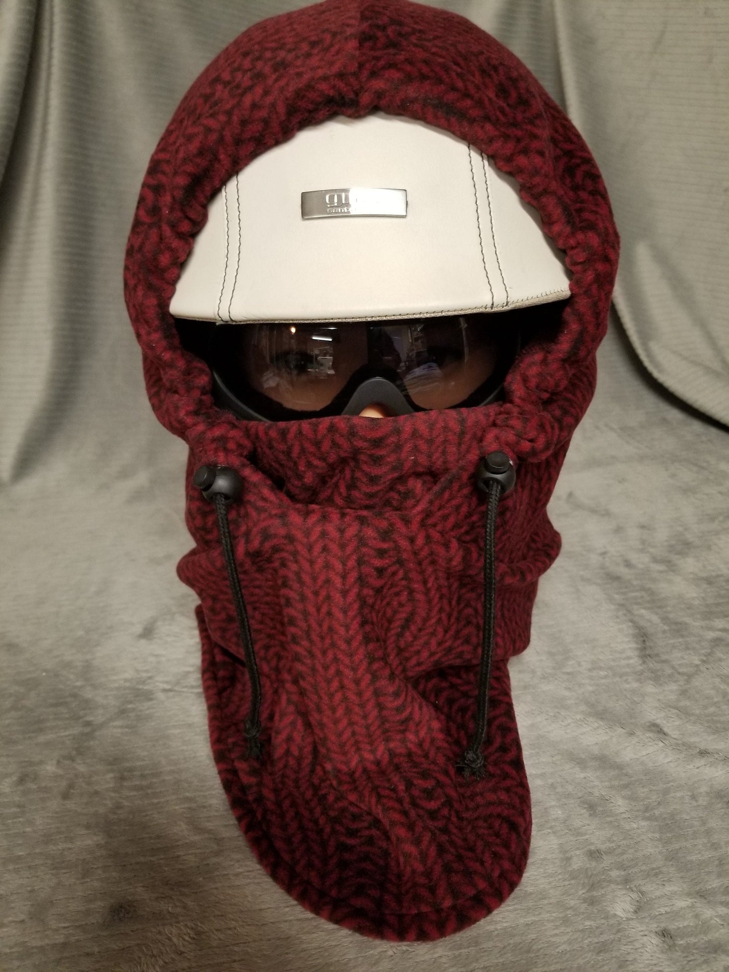 Cable Knit Red/Black Print Anti Pill Extra Large Fleece Ski Helmet Cover