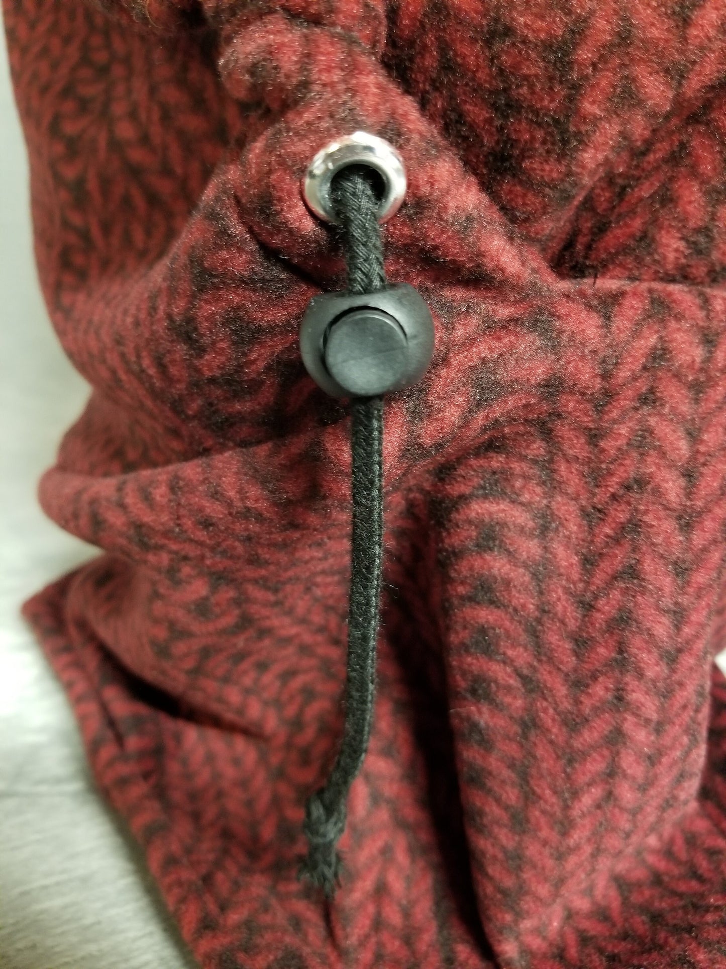 Cable Knit Red/Black Print Anti Pill Fleece Ski Helmet Cover