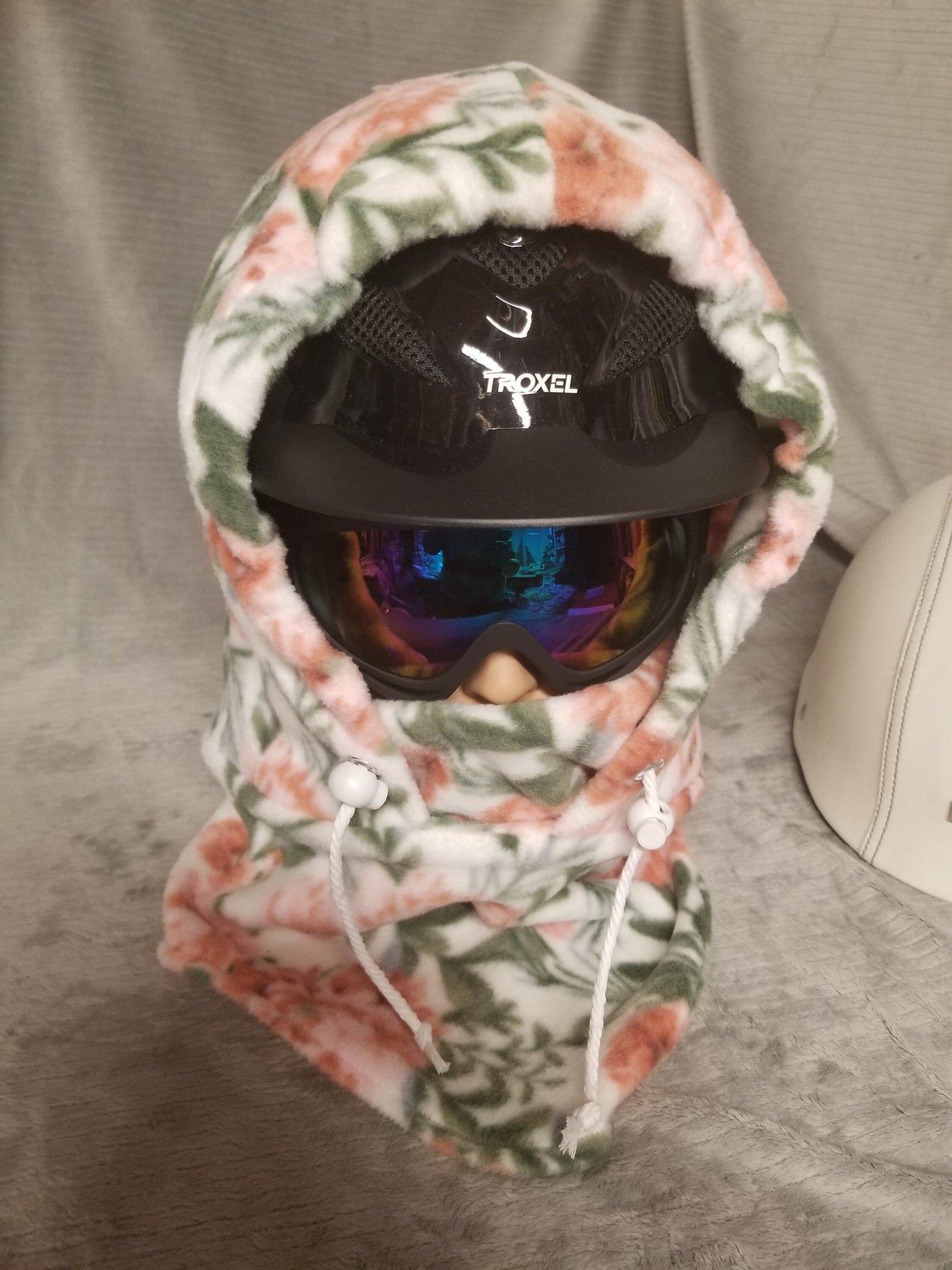 Coral Floral Anti Pill Fleece Ski Helmet Cover