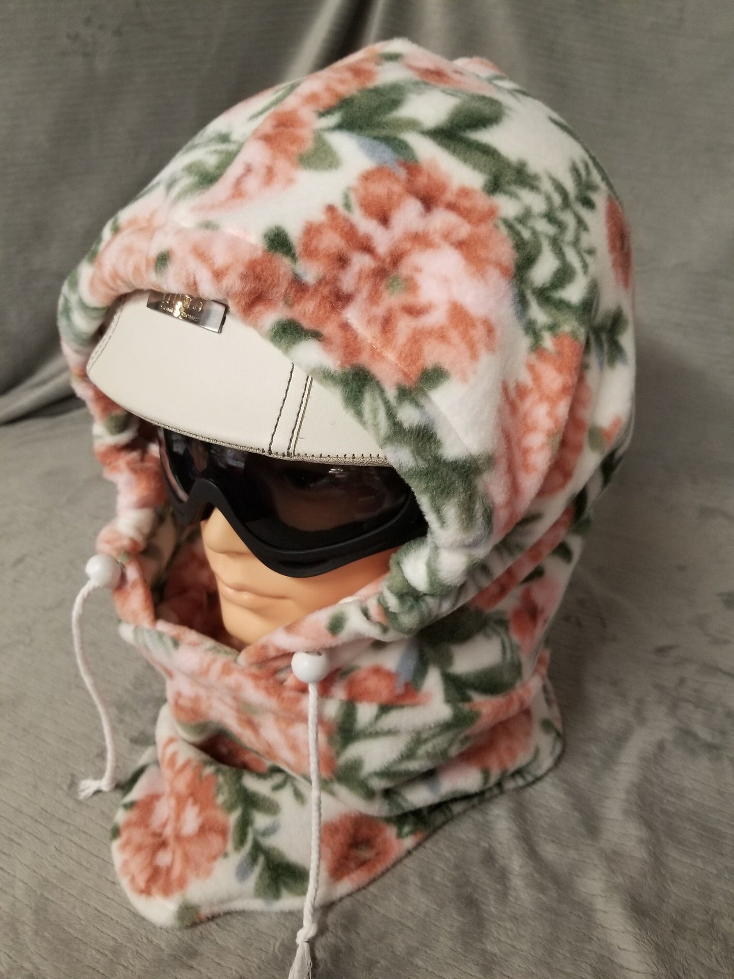 Coral Floral Anti Pill Fleece Ski Helmet Cover