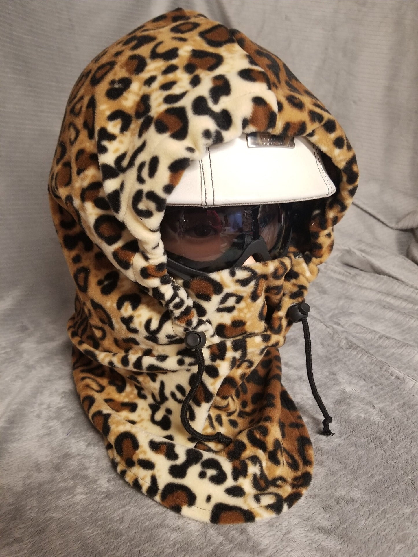 Animal Spots on Beige Background Blizzard Fleece Extra Large Ski Helmet Cover