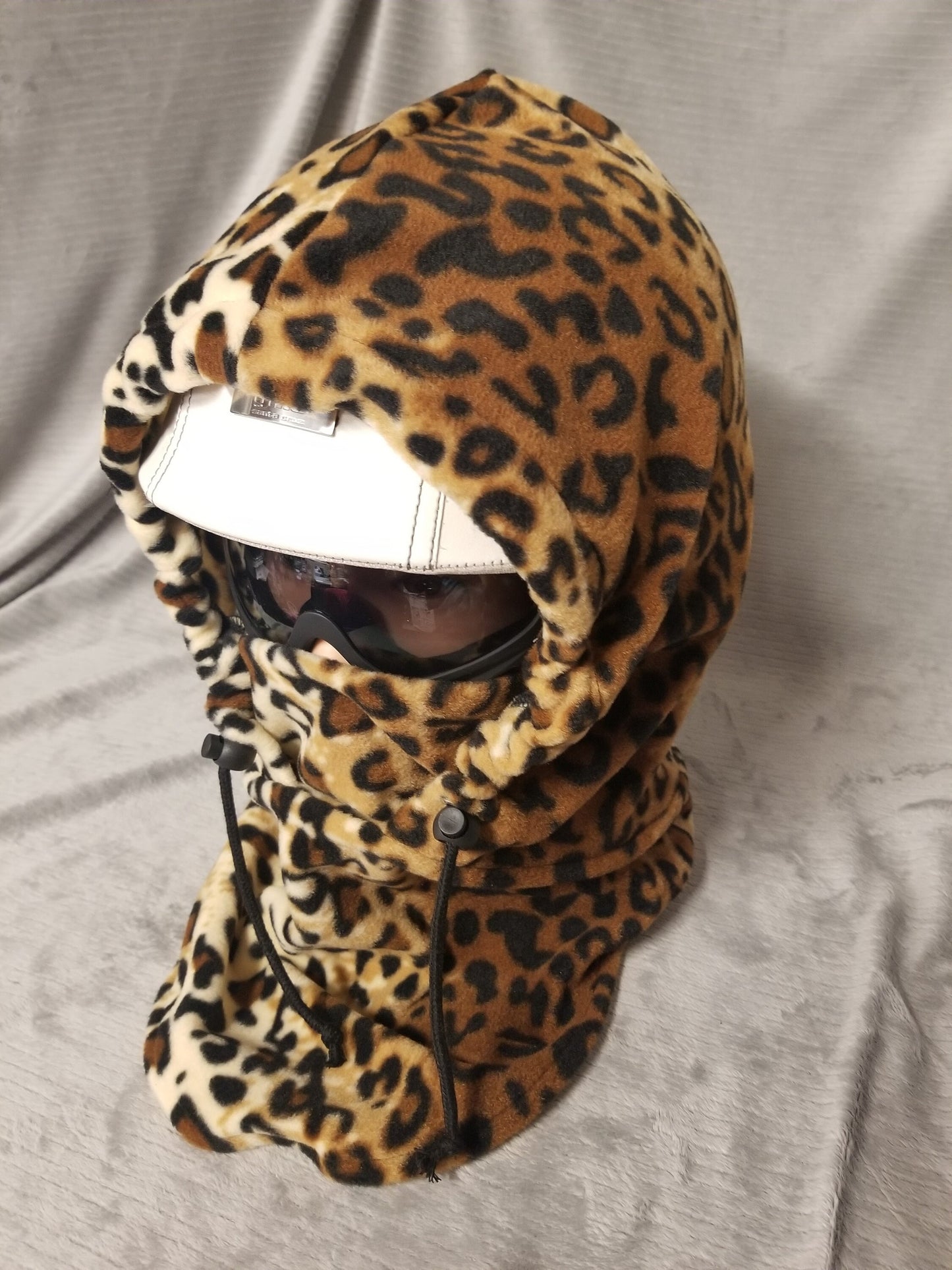 Animal Spots on Beige Background Blizzard Fleece Extra Large Ski Helmet Cover
