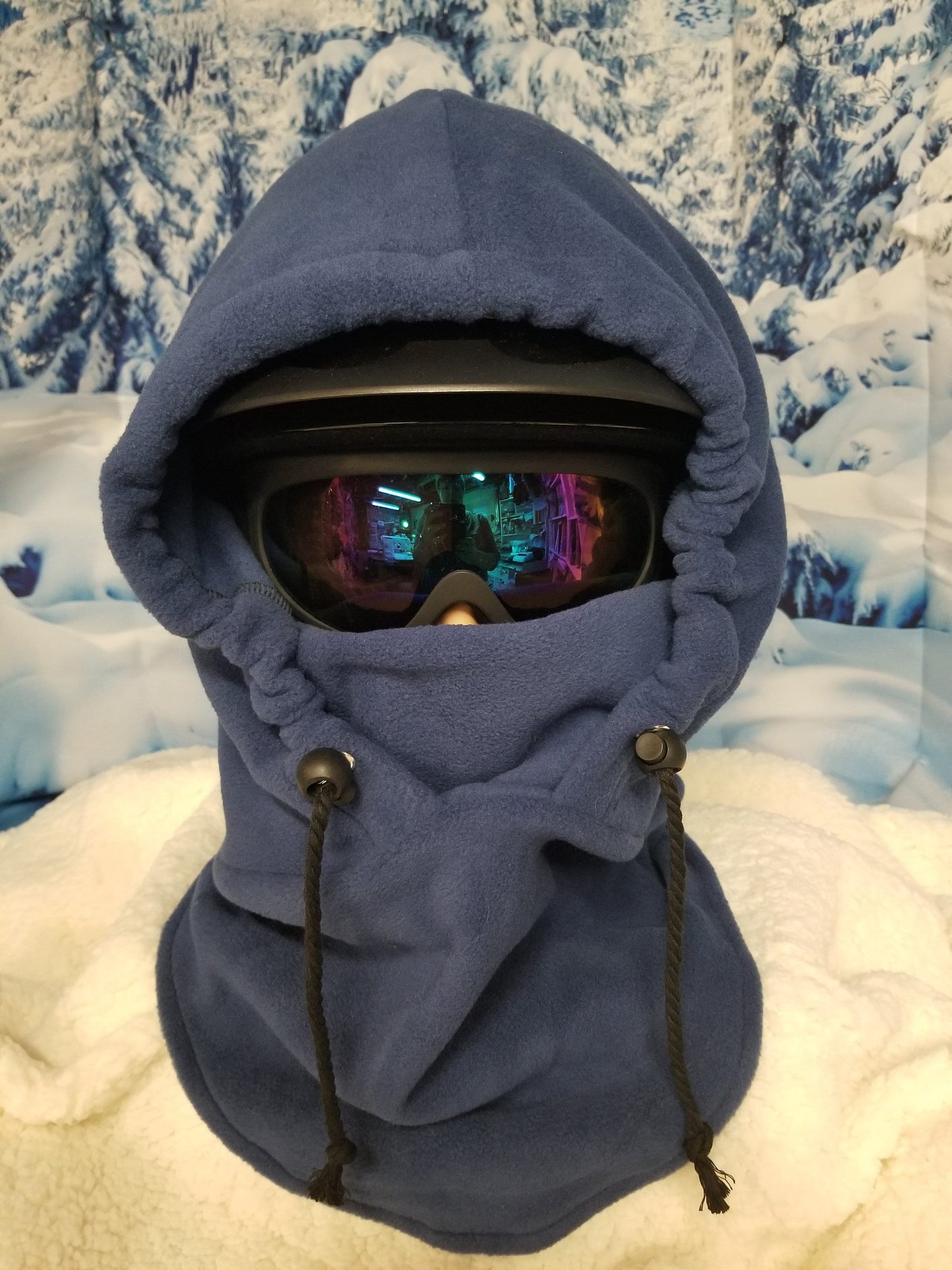 Navy Blue Anti Pill Plush Fleece Large Ski Helmet Cover