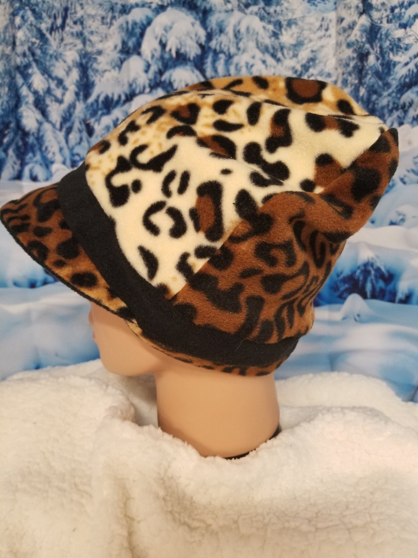 Animal Print Fleece Newsboy Hat