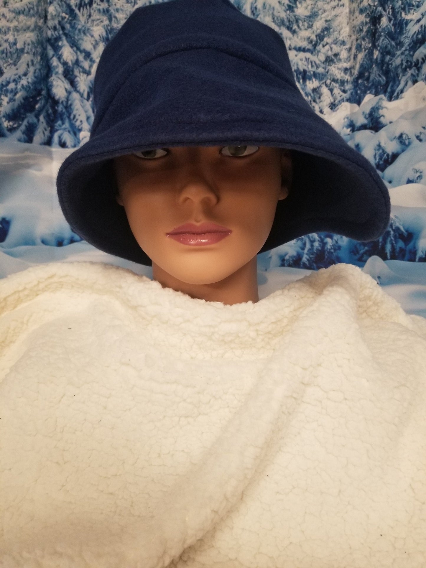 Navy Blue Blizzard Fleece Winter Flapper Hat