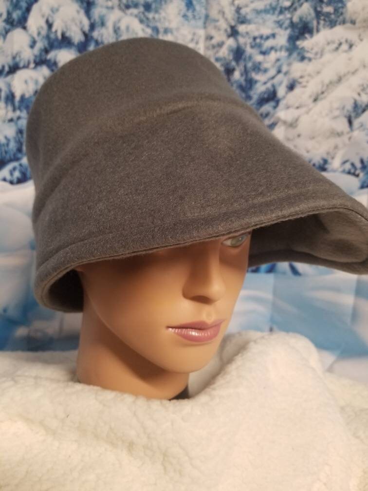 Gray Polar Fleece Winter Flapper Hat