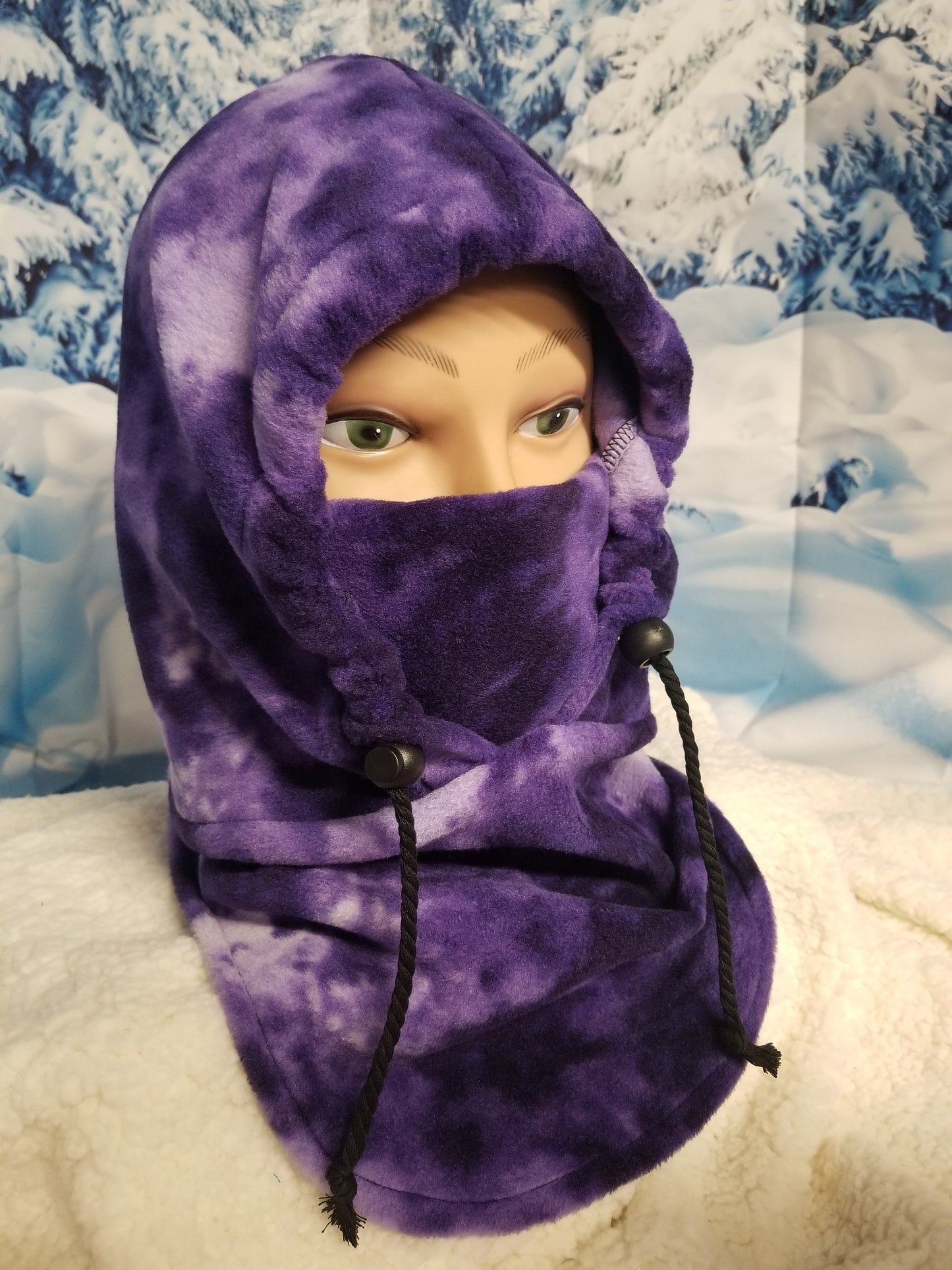 Purple and White Marble Print Anti Pill Fleece Small Hood