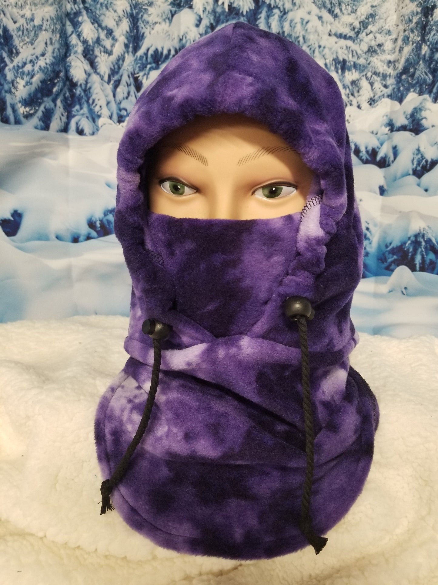 Purple and White Marble Print Anti Pill Fleece Small Hood