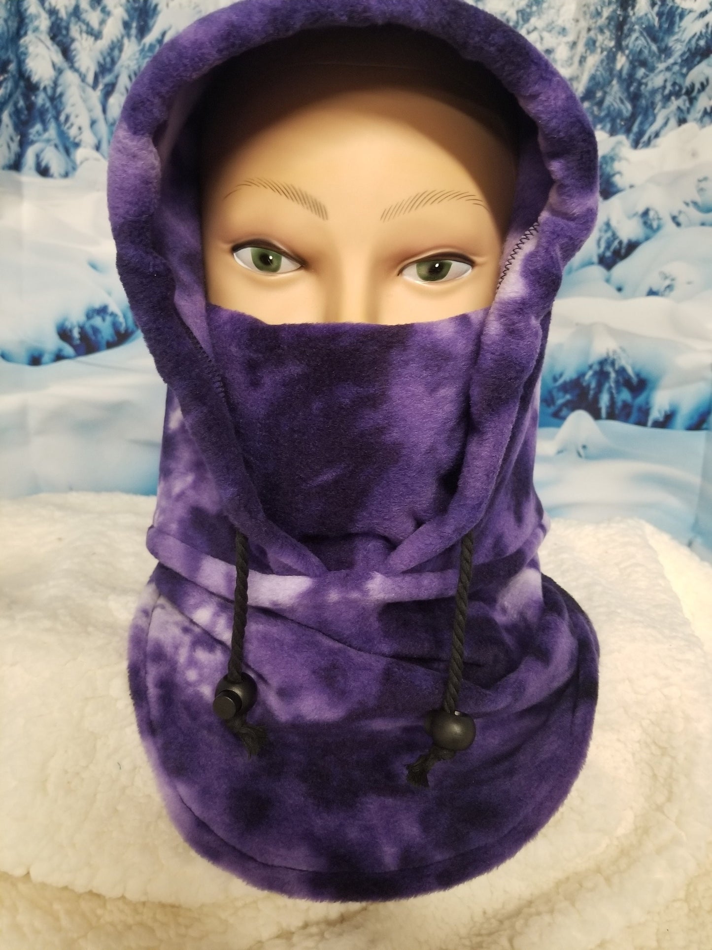 Purple and White Marble Print Anti Pill Fleece Small Hood